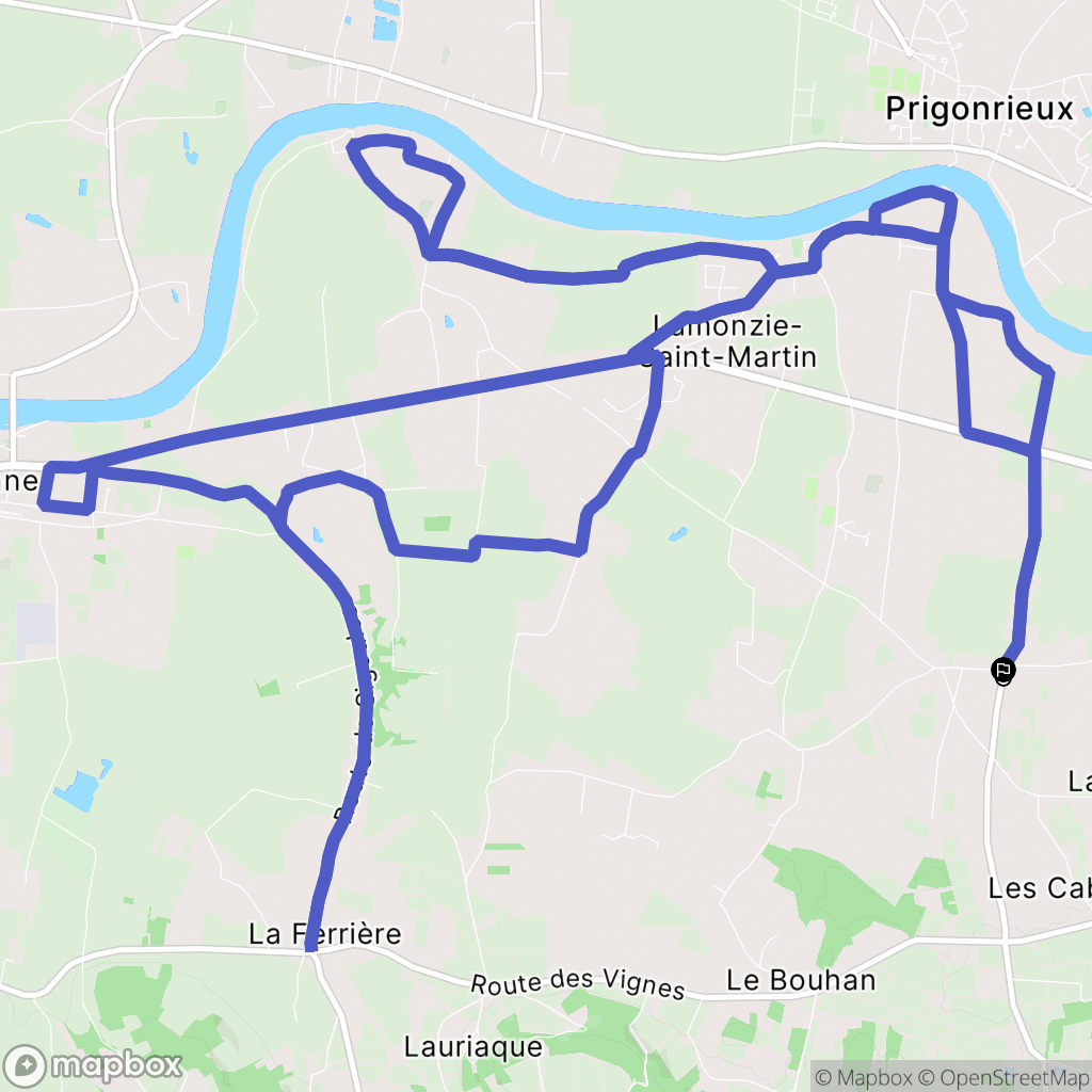 Lamonzie-Saint-Martin : carte du parcours de randonnée - France