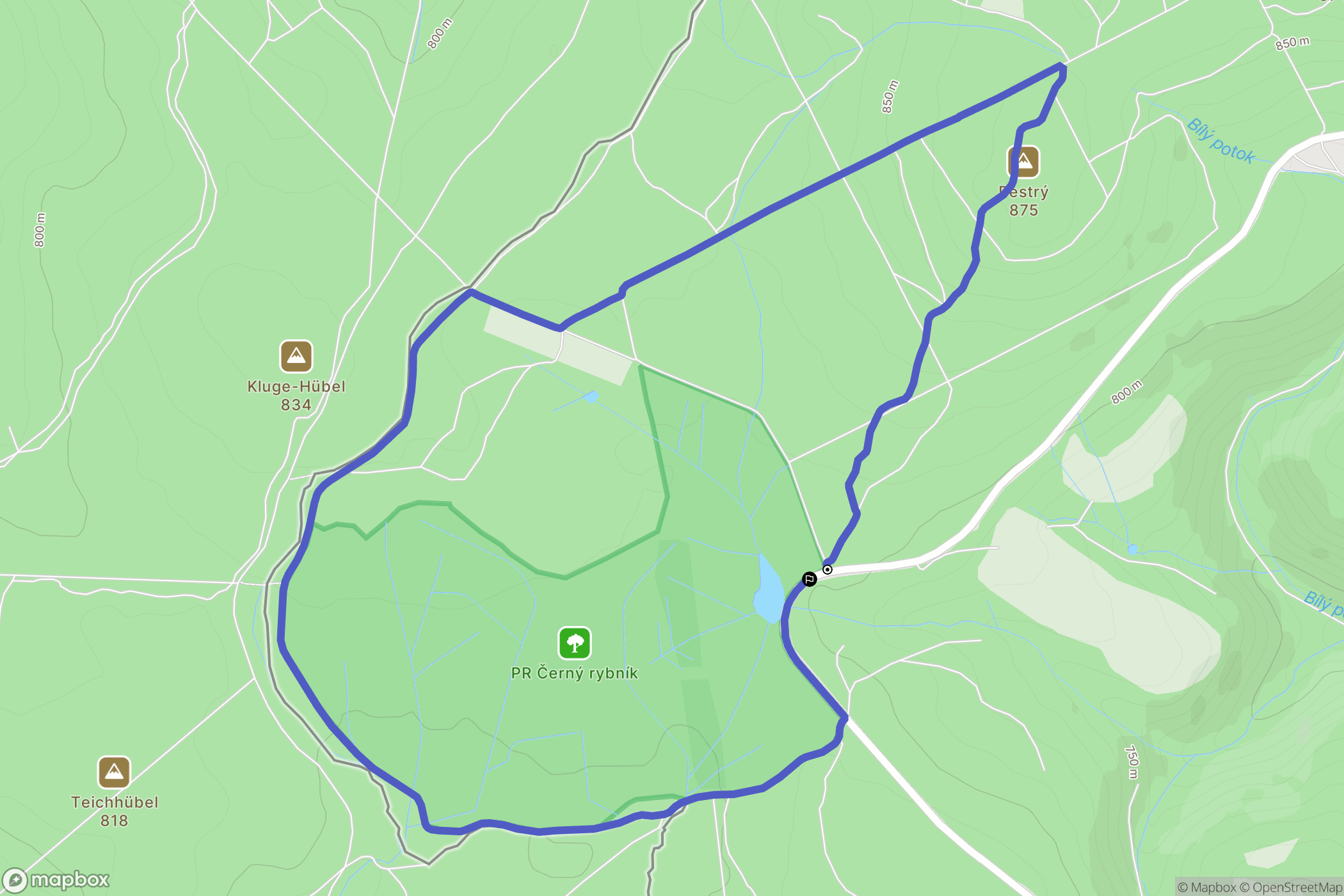 Klíny: mapa trasy - Czechia