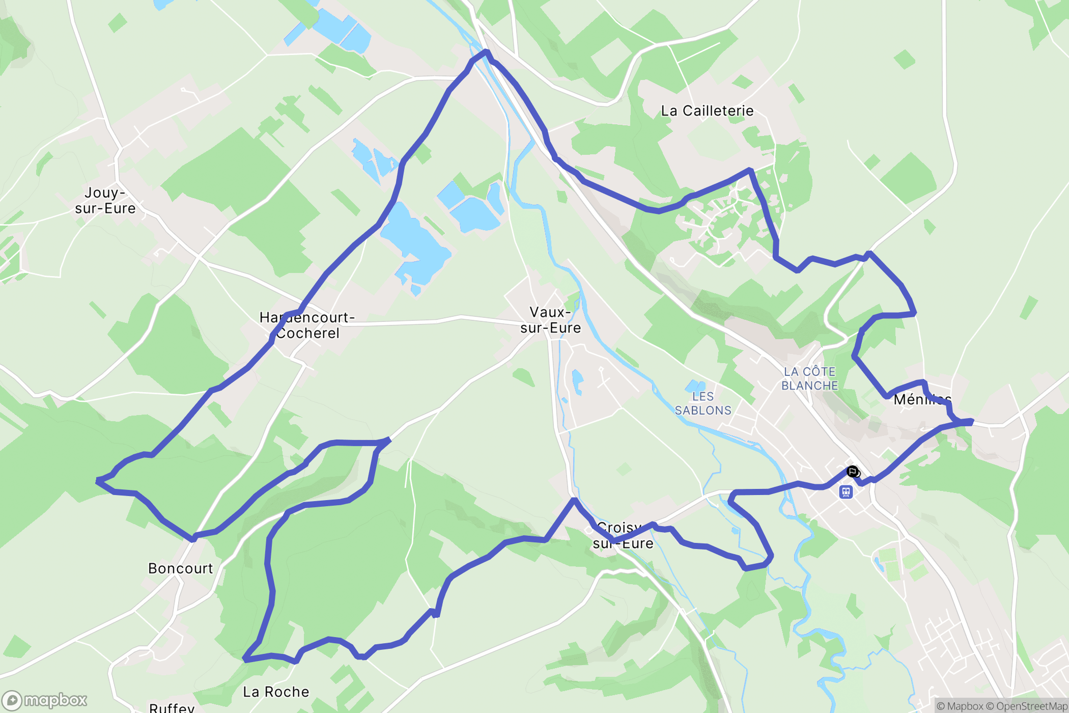 Ménilles : carte du parcours de randonnée - France