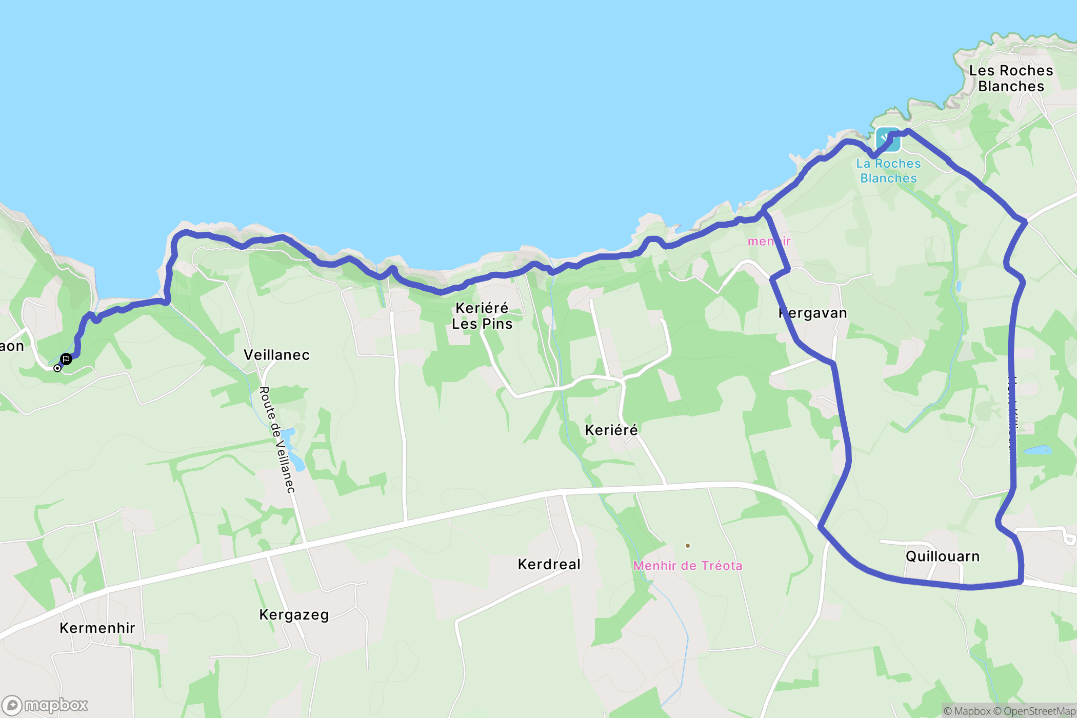 Poullan-sur-Mer : carte du parcours de randonnée - France