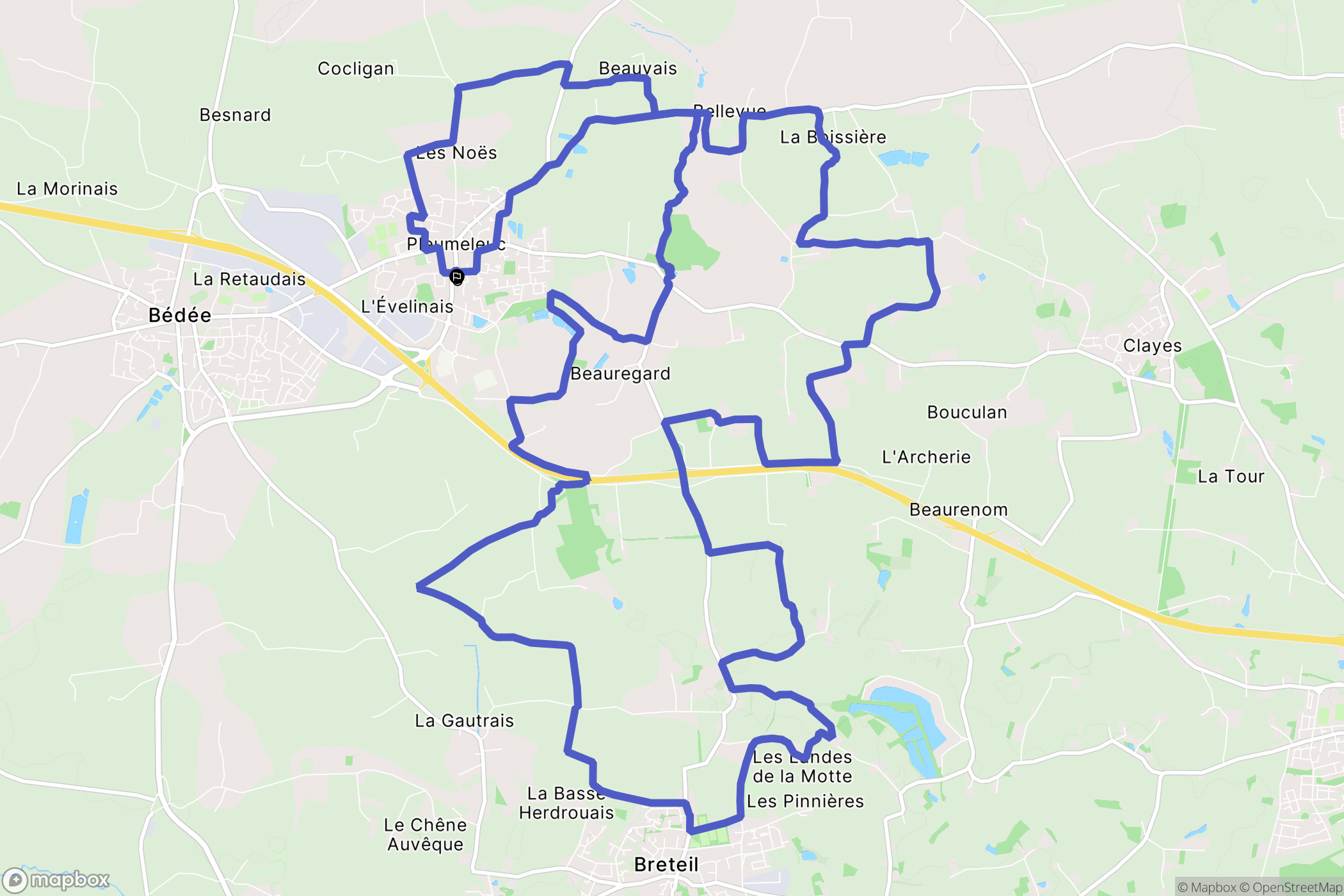 Pleumeleuc : carte du parcours de randonnée - France