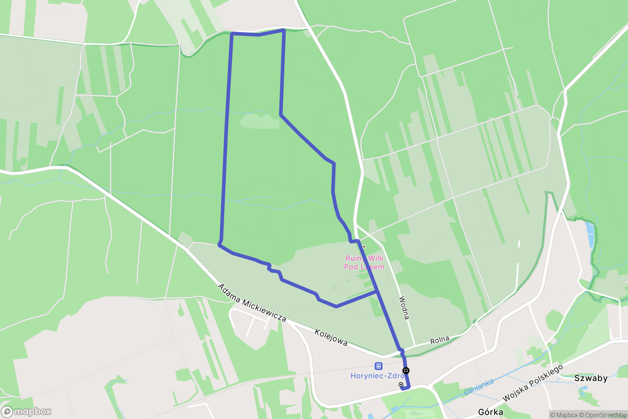 Horyniec-Zdrój: mapa trasy - Poland