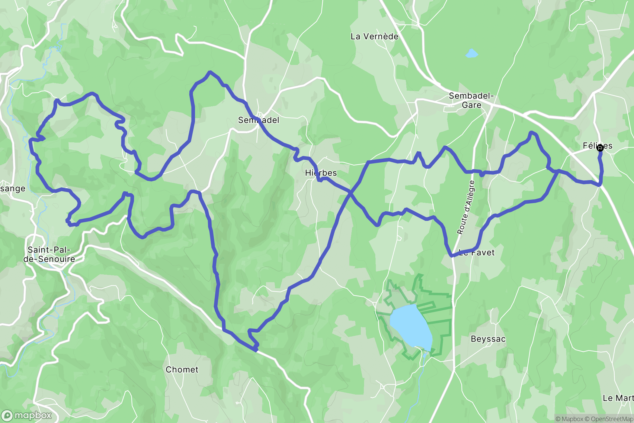Felines : carte du parcours de randonnée - France