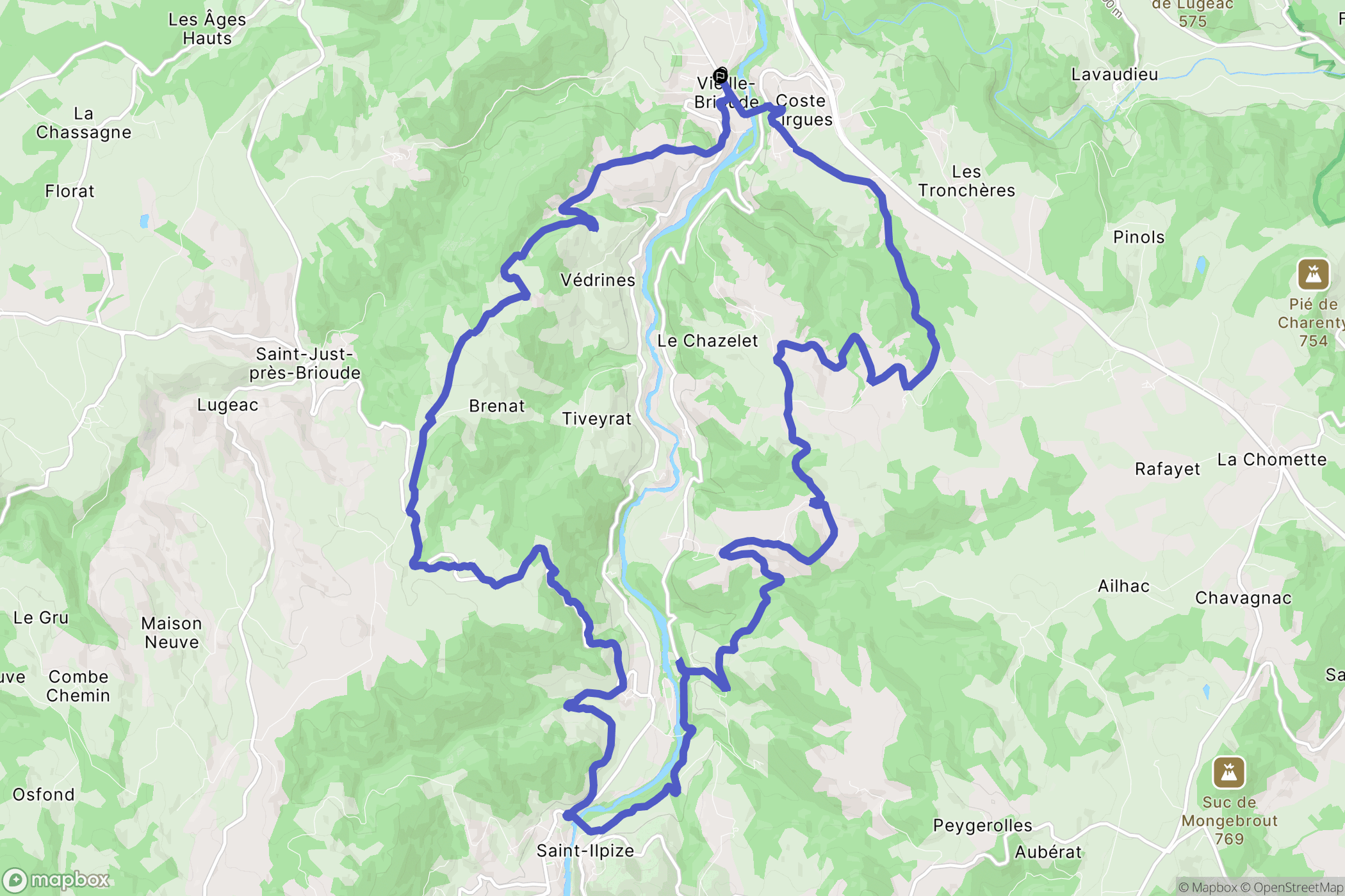 Vieille-Brioude : carte du parcours de randonnée - France