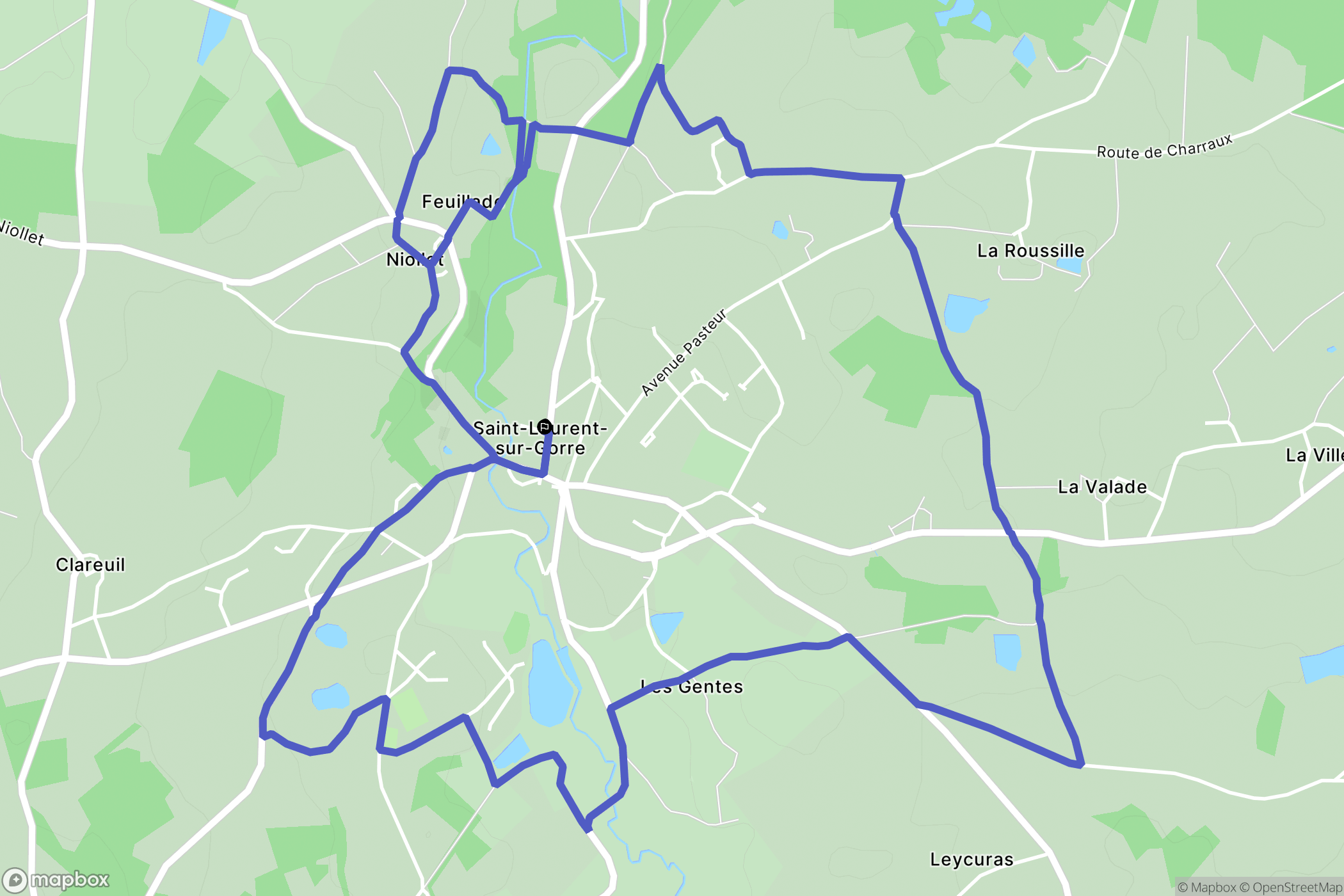 Saint-Laurent-sur-Gorre : carte du parcours de randonnée - France