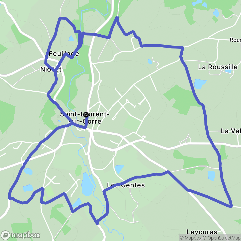 Saint-Laurent-sur-Gorre : carte du parcours de randonnée - France