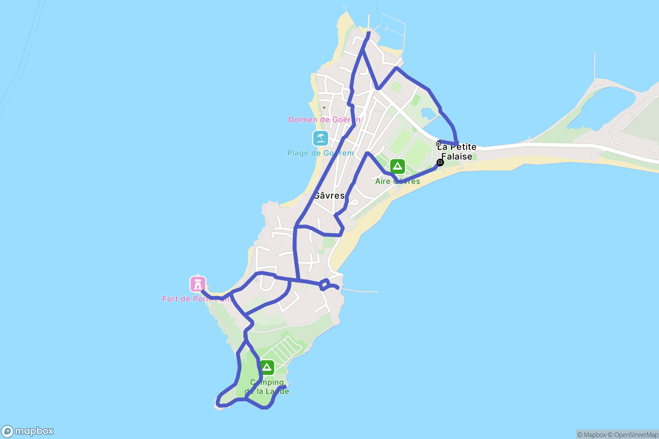 Gâvres : carte du parcours de randonnée - France