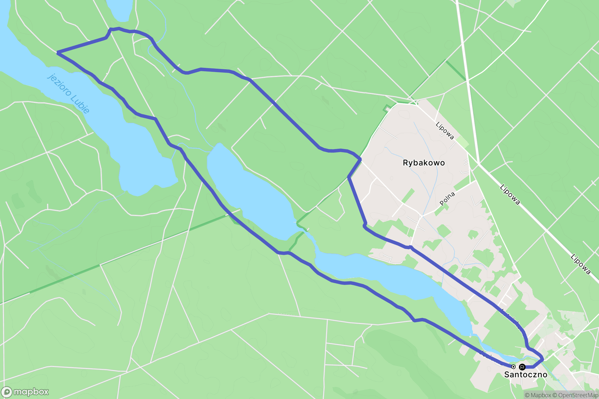 Santoczno: mapa trasy - Poland