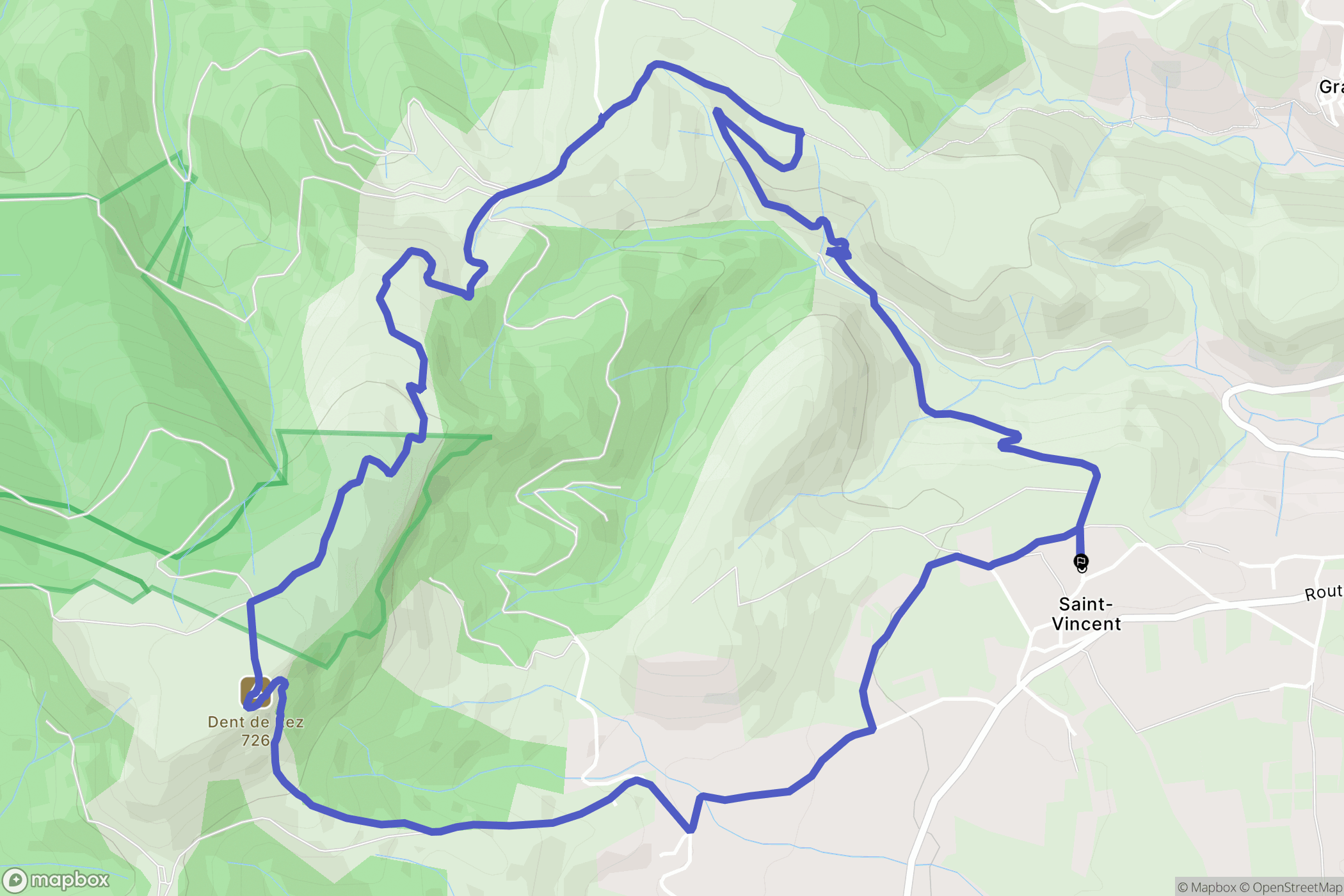 Gras : carte du parcours de randonnée - France