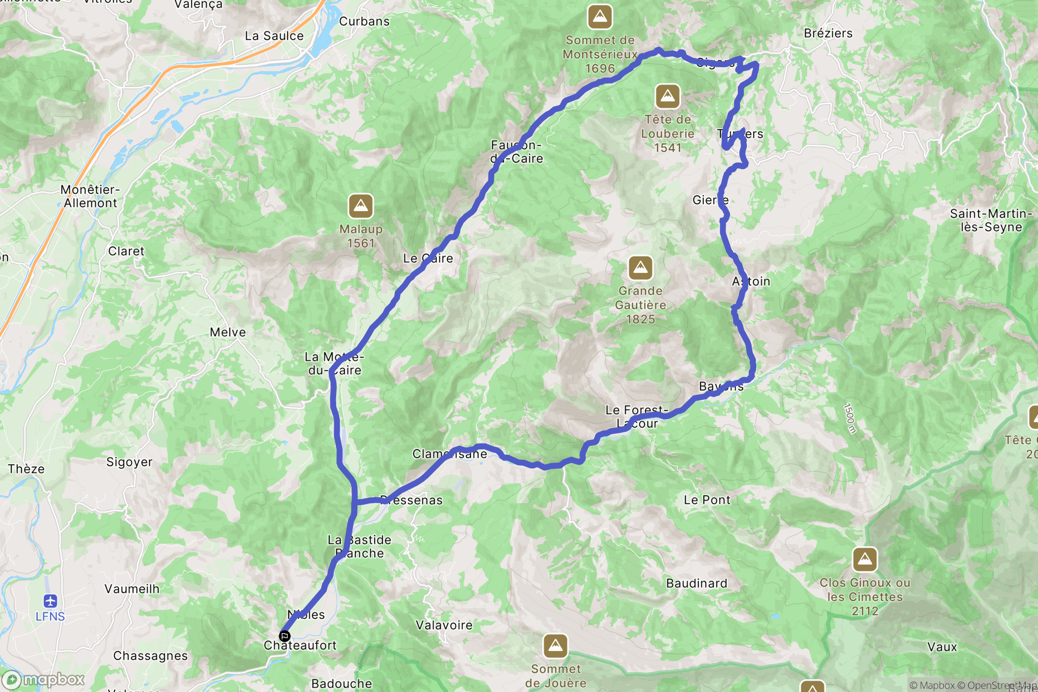 Nibles : carte du parcours de randonnée - France