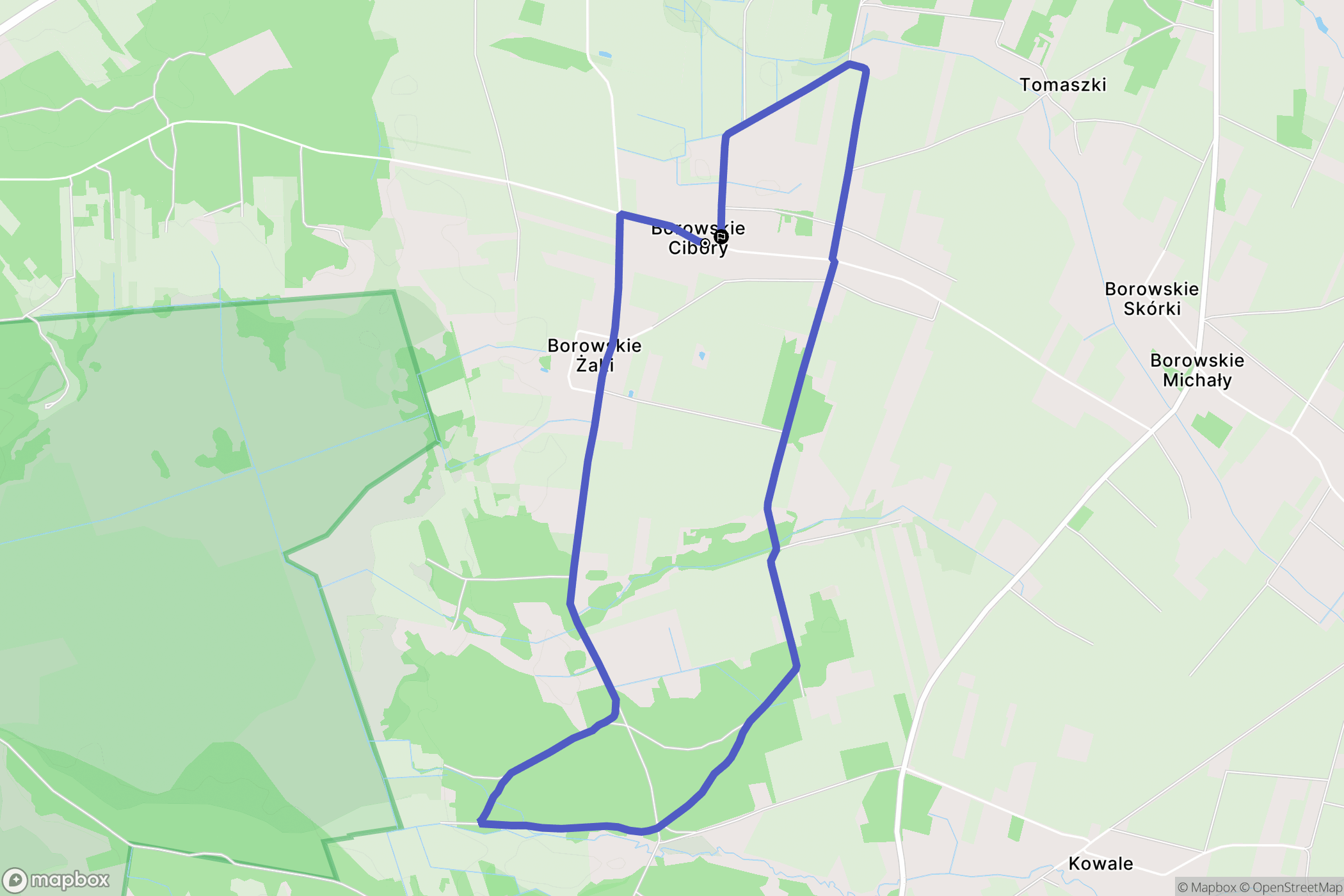 Borowskie Cibory: mapa trasy - Poland