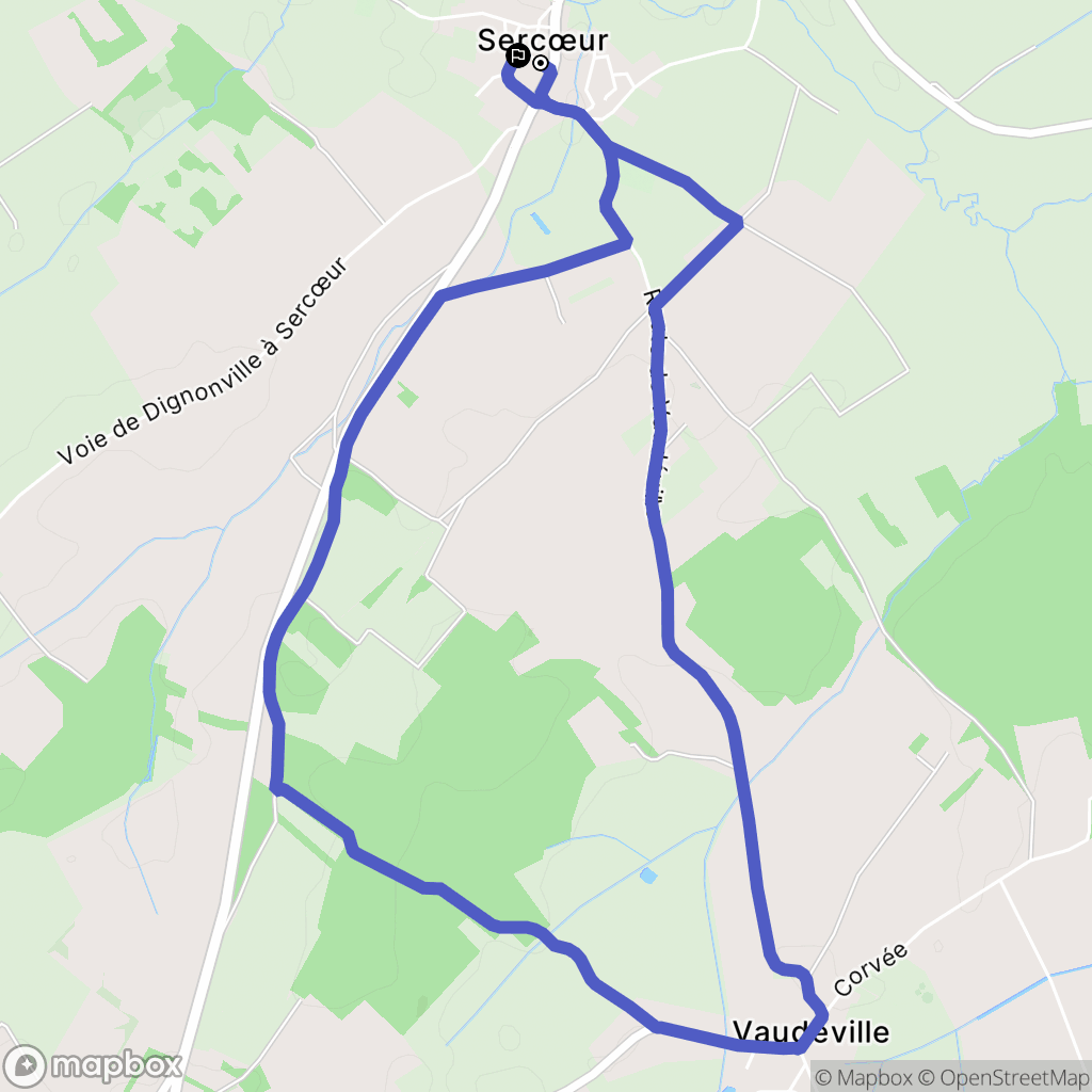 Sercœur : carte du parcours de randonnée - France