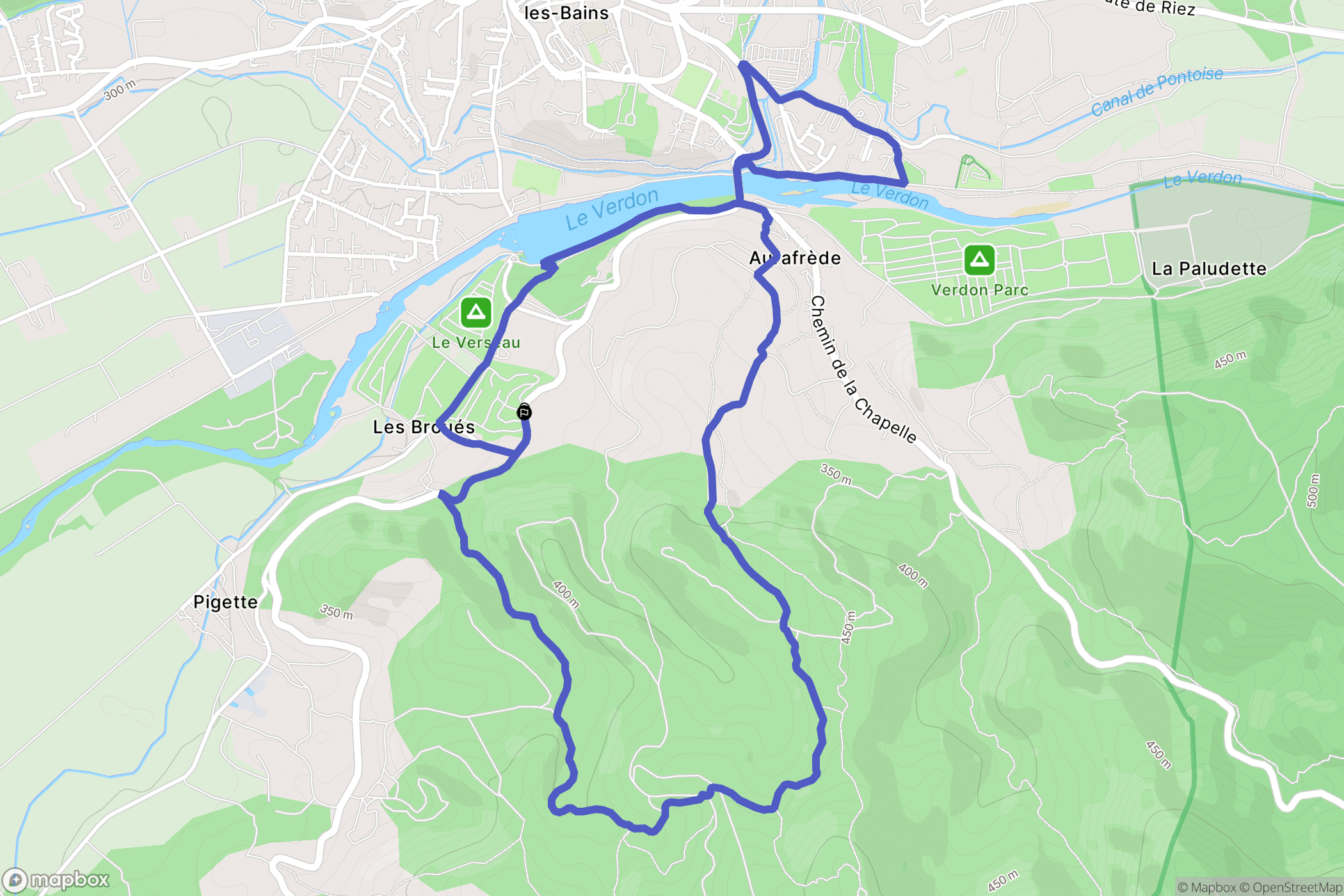 Gréoux-les-Bains : carte du parcours de randonnée - France
