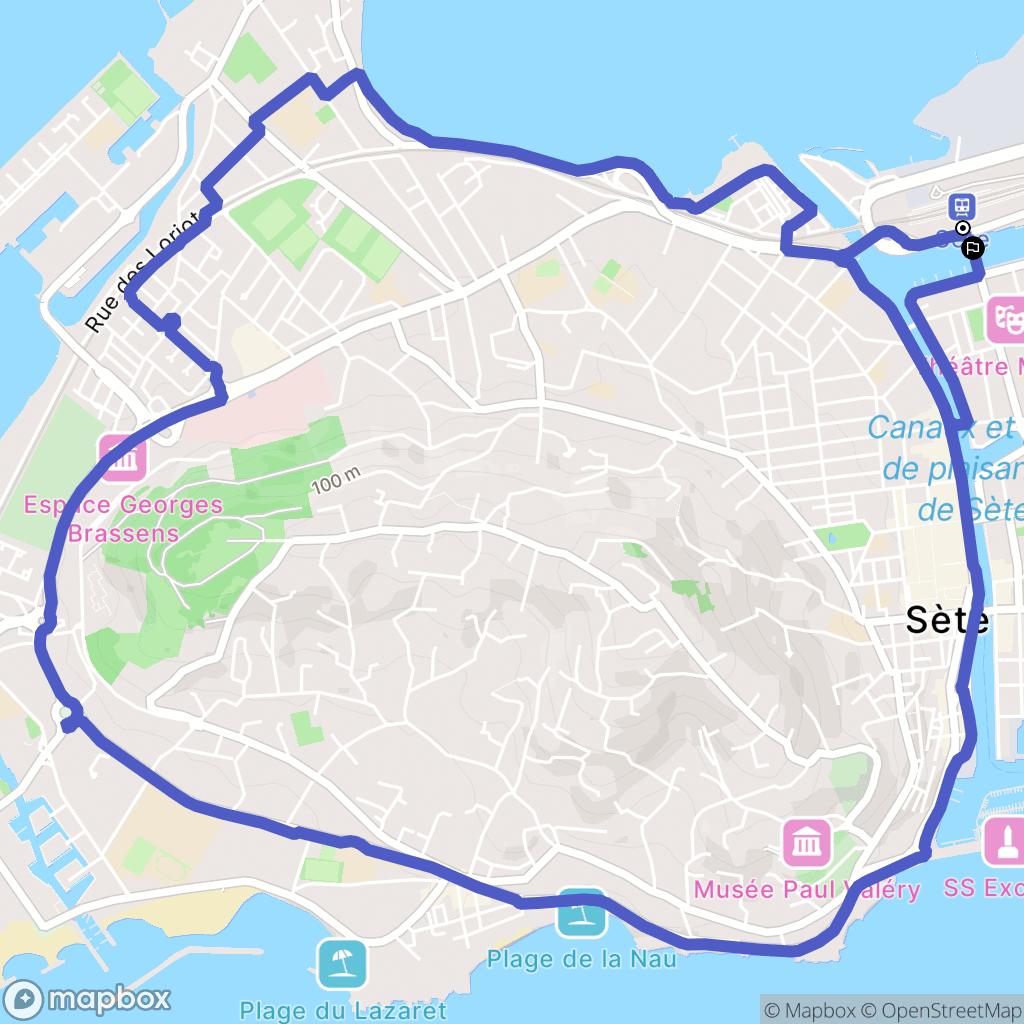 Sète : carte du parcours de randonnée - France