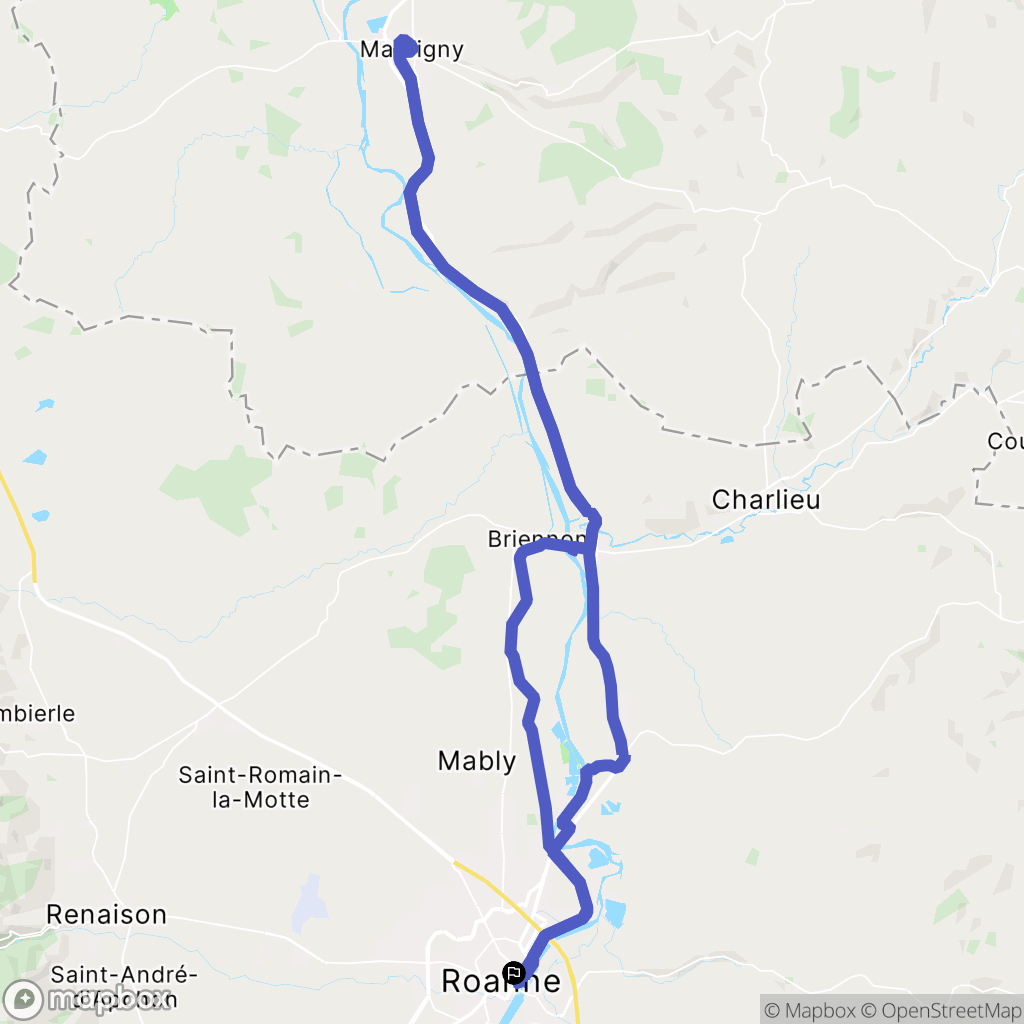 Roanne : carte du parcours de randonnée - France