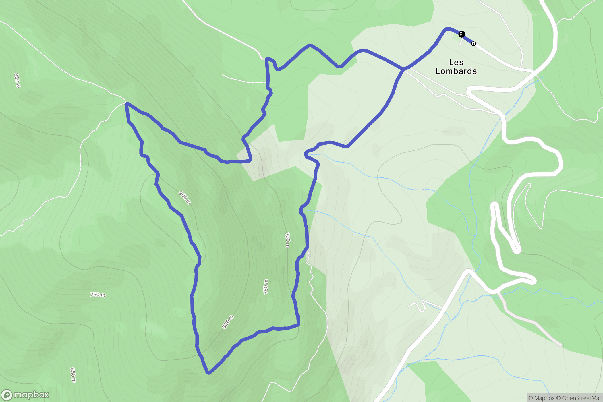 Comps : carte du parcours de randonnée - France