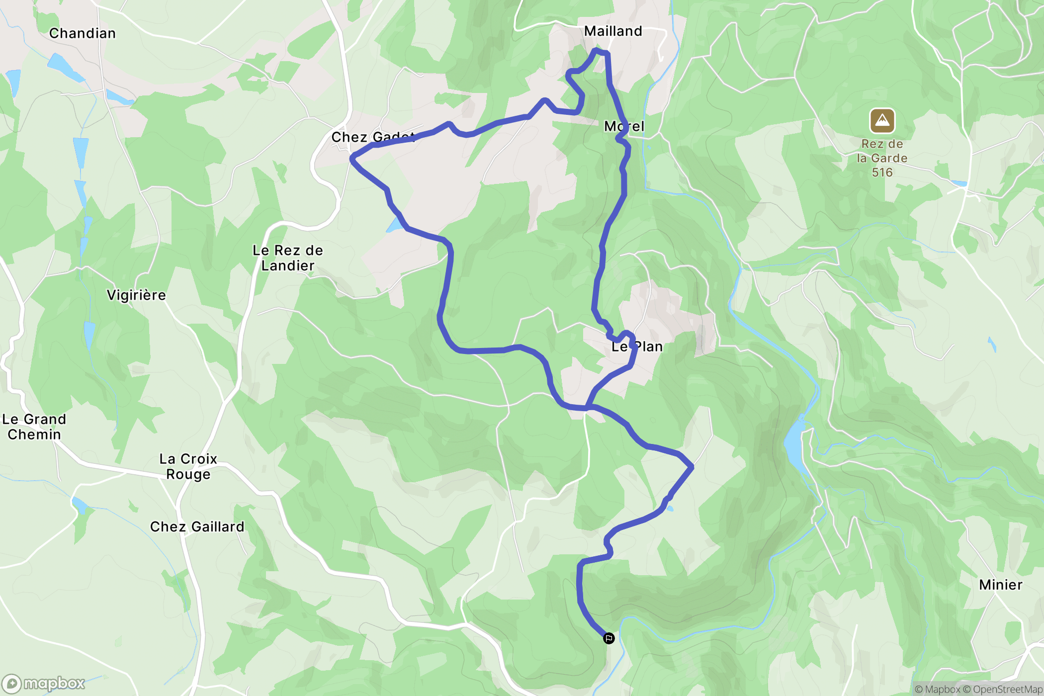 Châtel-Montagne : carte du parcours de randonnée - France