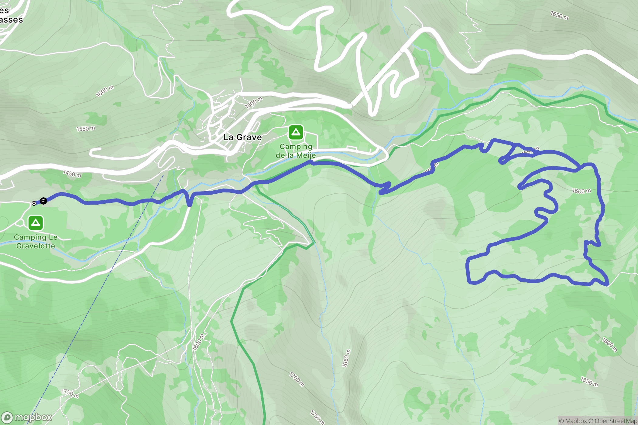 La Grave : carte du parcours de randonnée - France