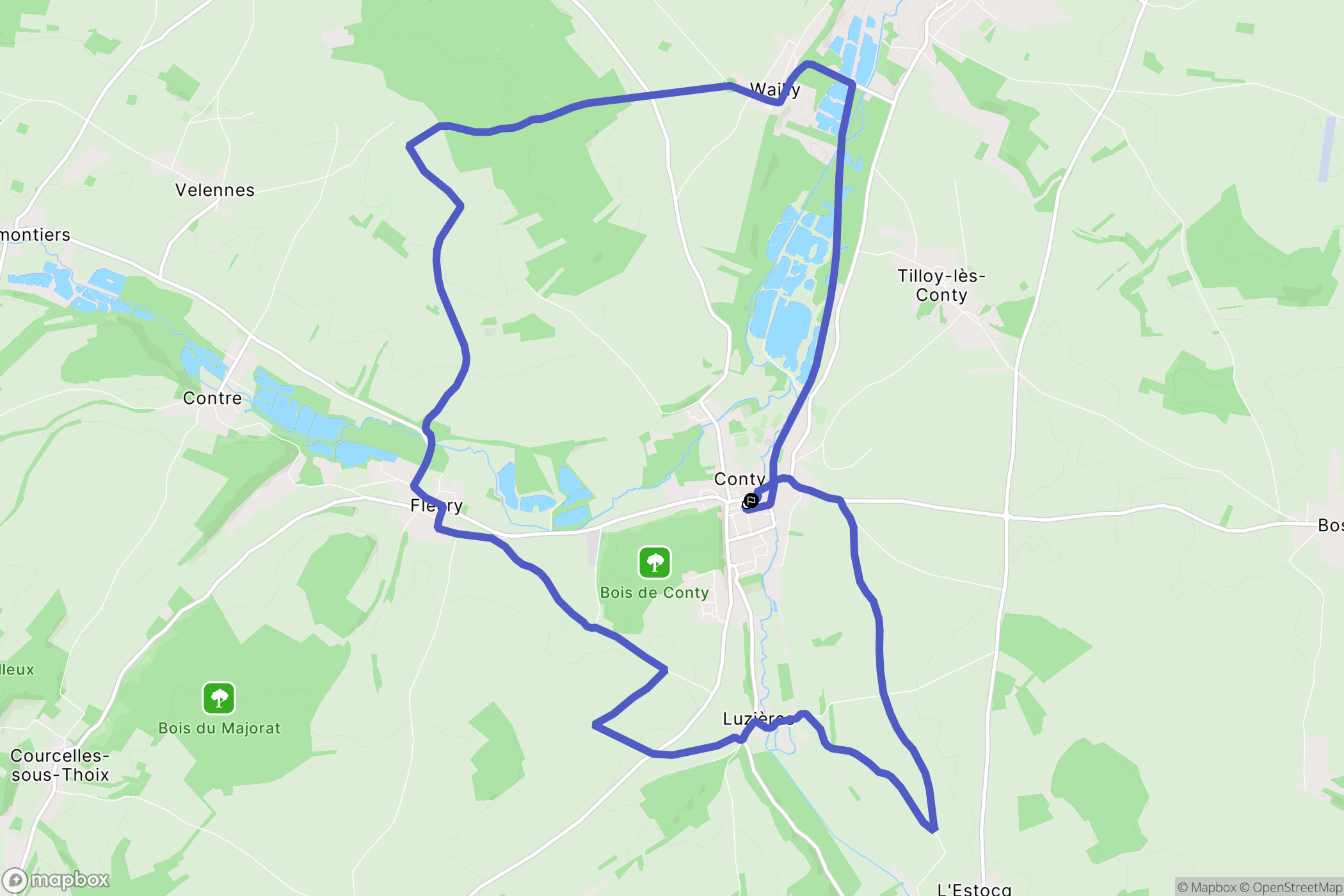 Conty : carte du parcours de randonnée - France