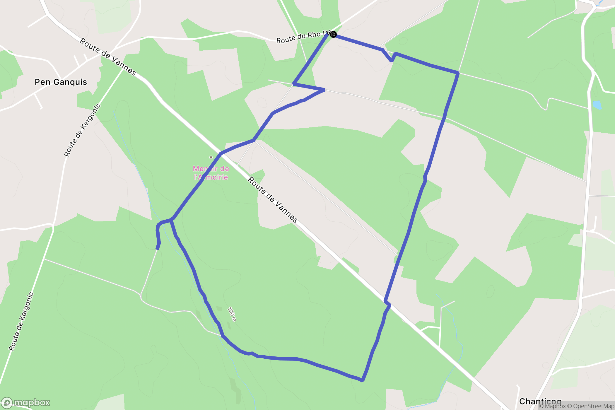 Camors : carte du parcours de randonnée - France