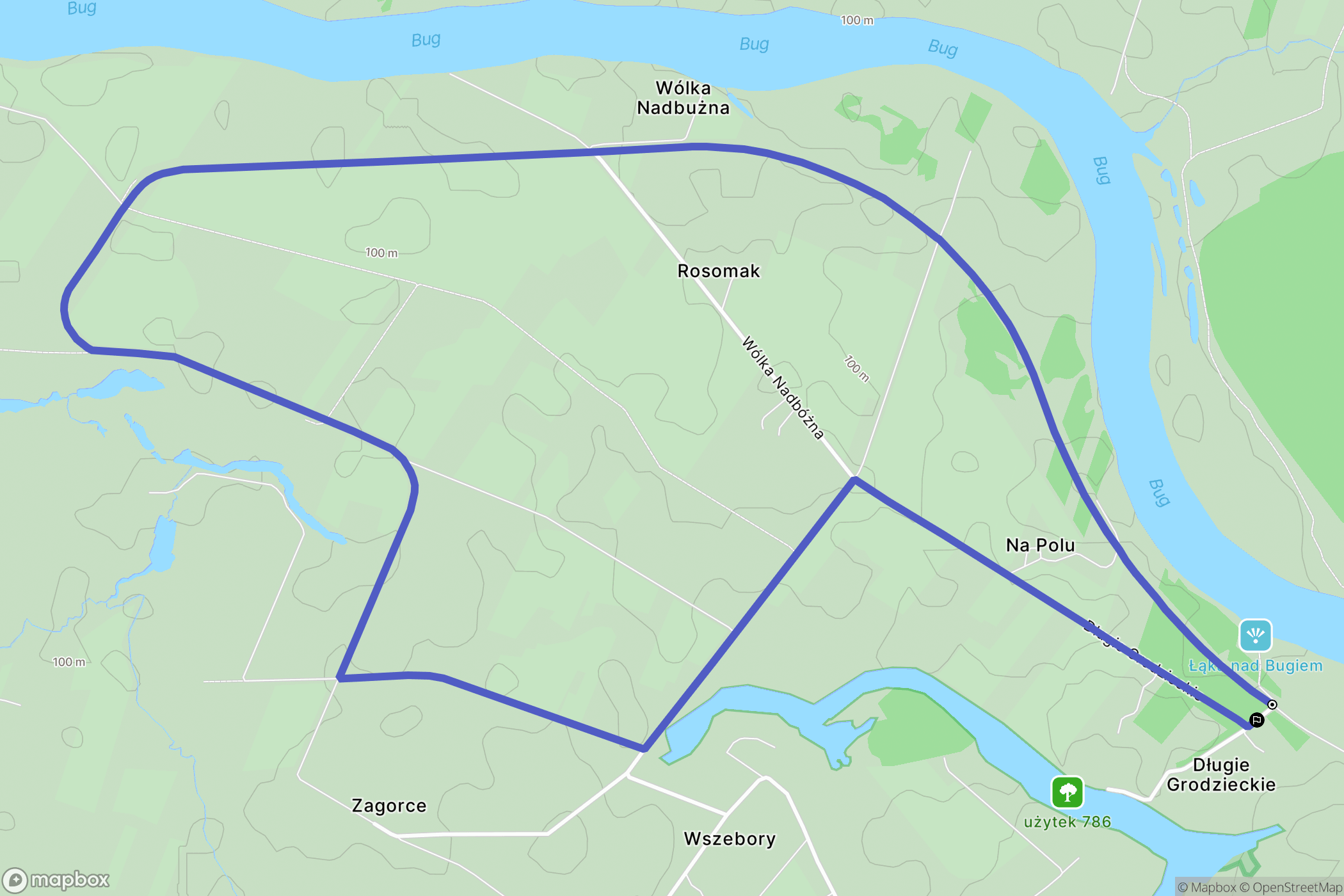 Długie Grodzieckie: mapa trasy - Poland
