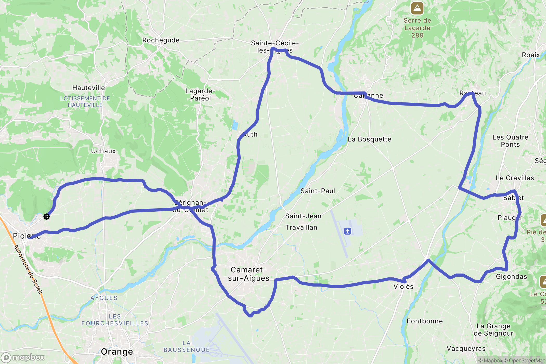 Piolenc : carte du parcours de randonnée - France