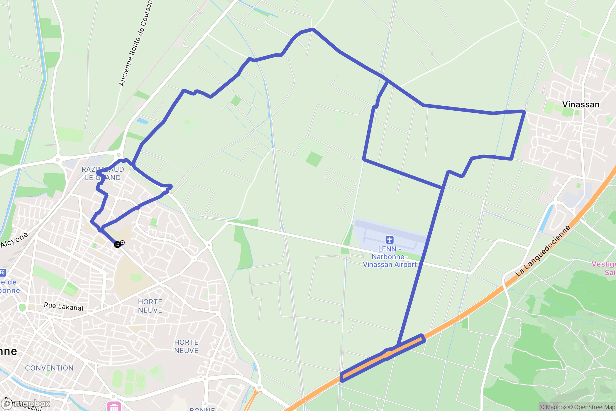 Narbonne : carte du parcours de randonnée - France