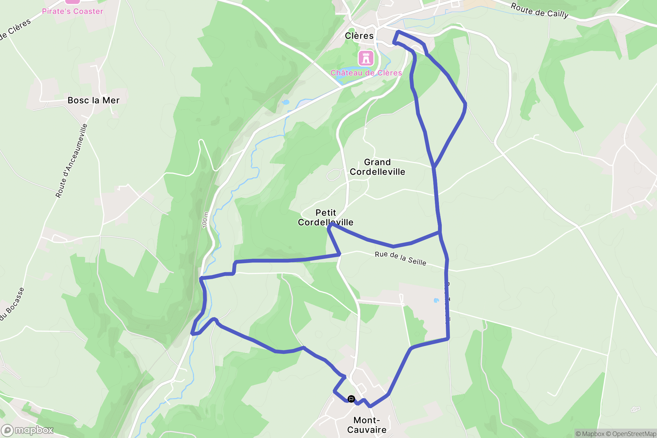 Mont-Cauvaire : carte du parcours de randonnée - France