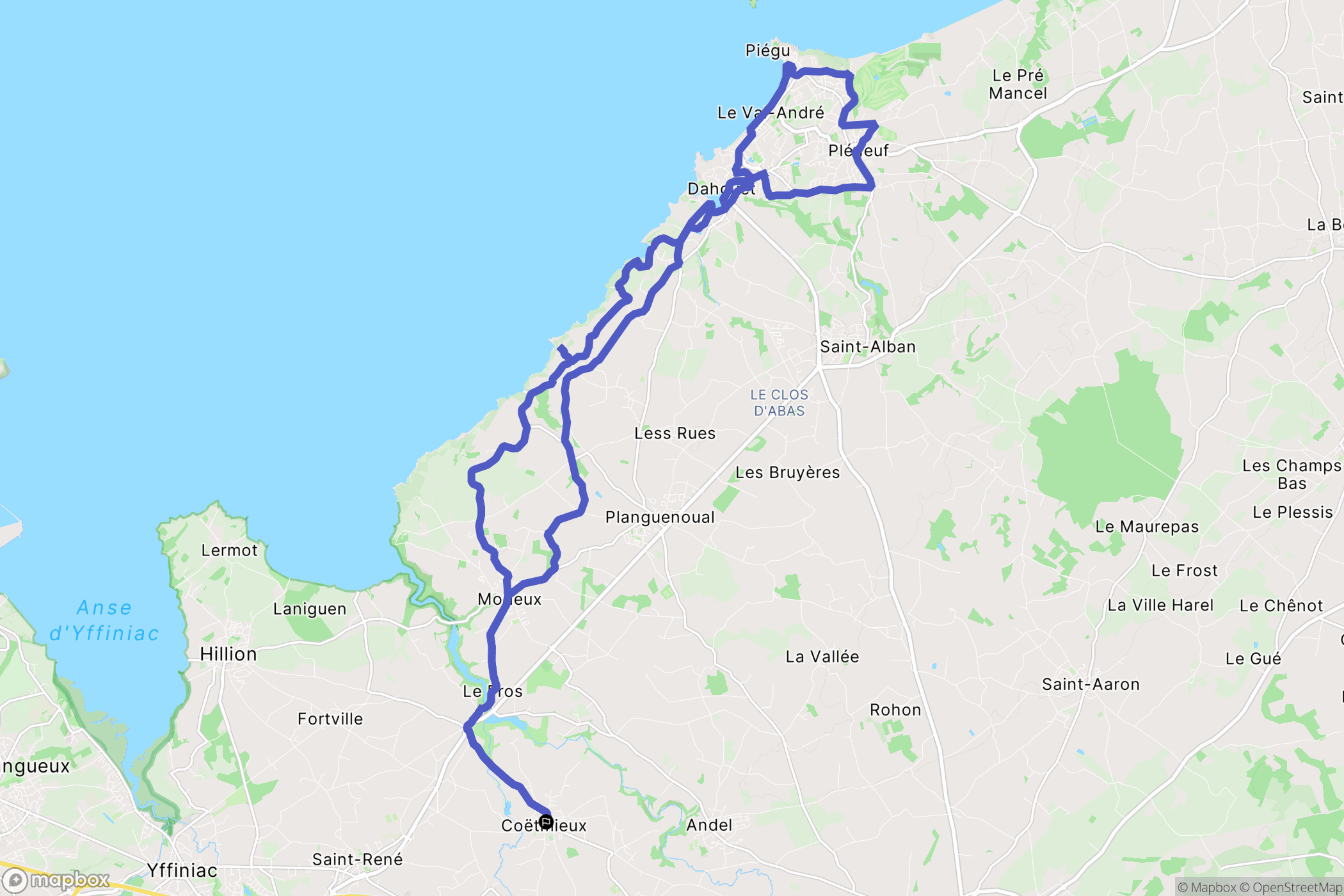 Coëtmieux : carte du parcours de randonnée - France