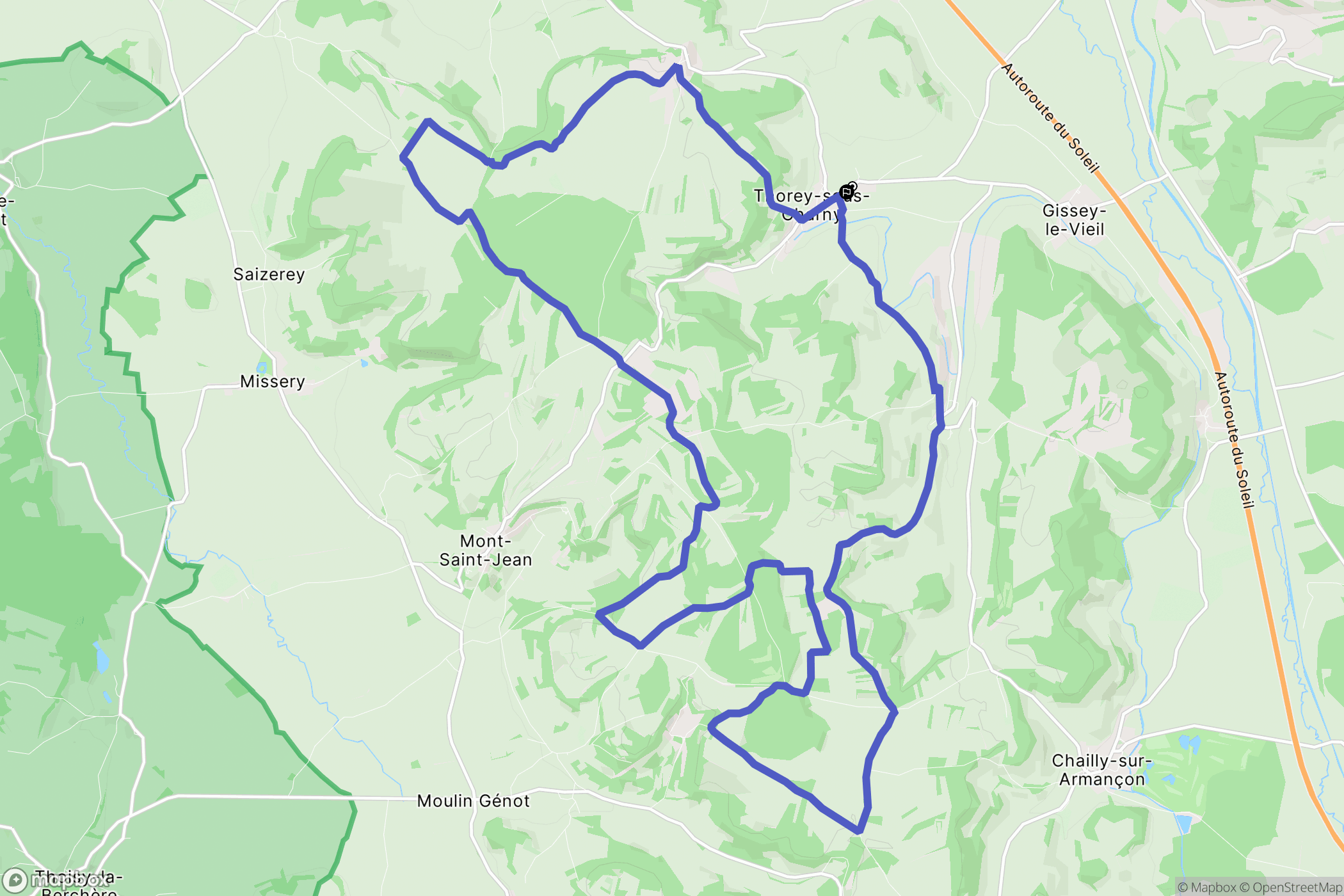 Thorey-Sous-Charny : carte du parcours de randonnée - France
