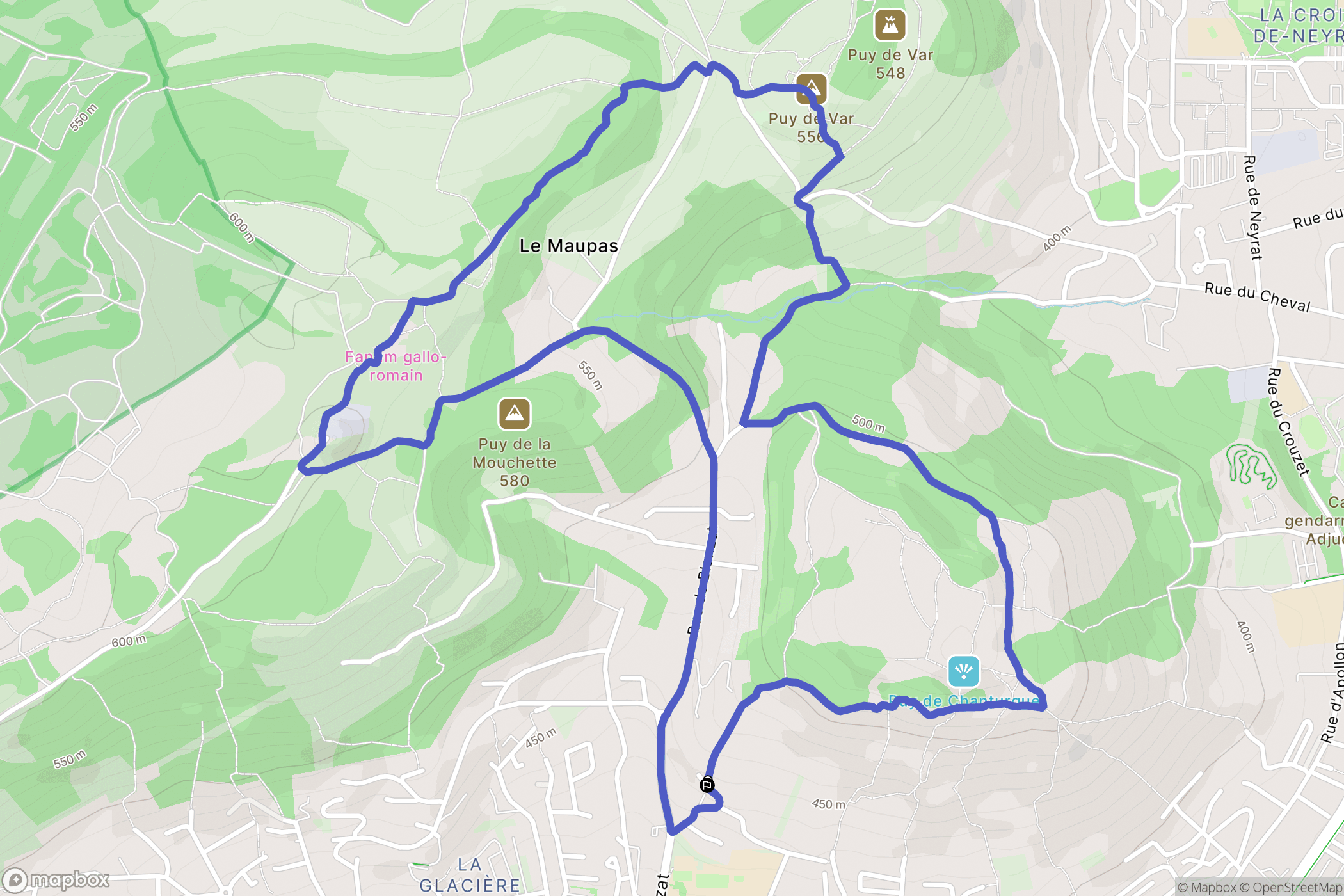 Clermont-Ferrand : carte du parcours de randonnée - France