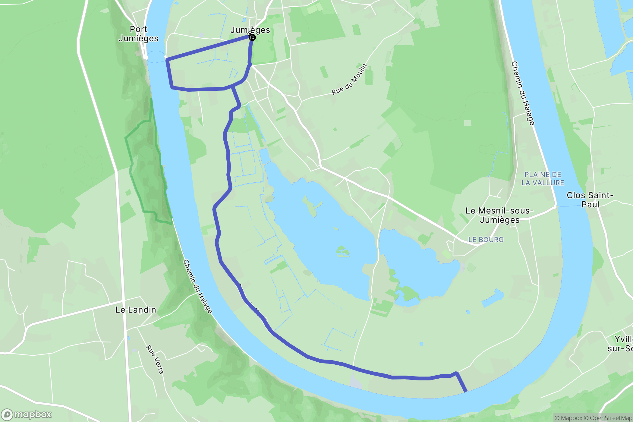 Jumièges : carte du parcours de randonnée - France