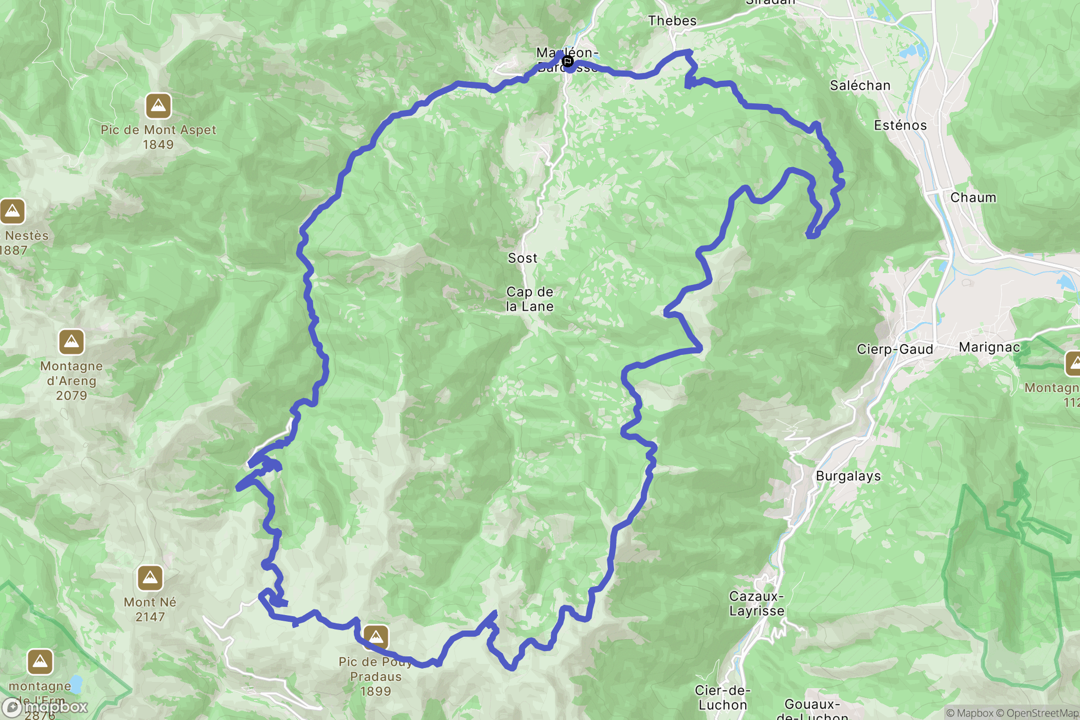 Mauléon-Barousse : carte du parcours de randonnée - France