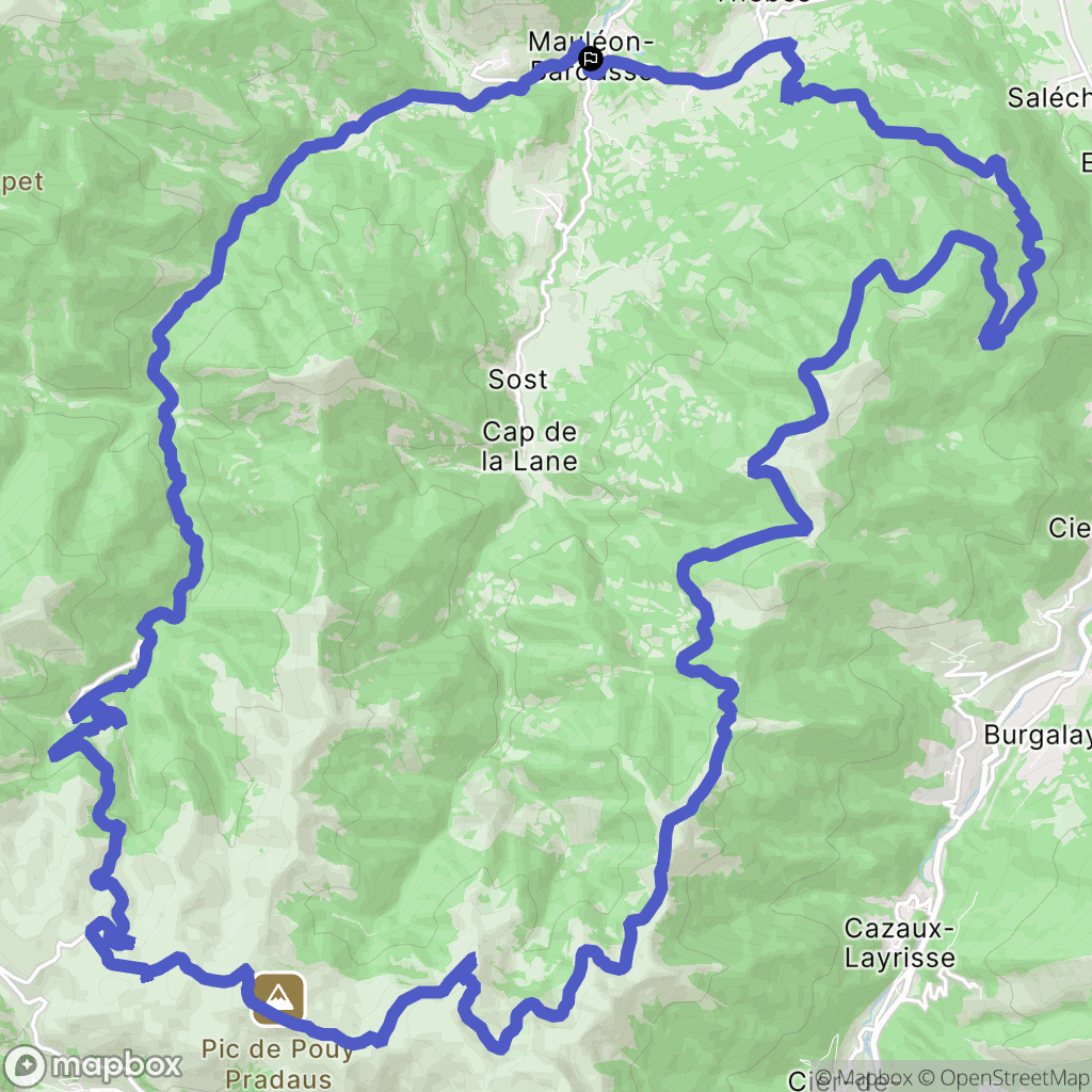 Mauléon-Barousse : carte du parcours de randonnée - France