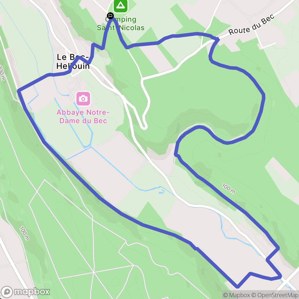 Le Bec-Hellouin : carte du parcours de randonnée - France