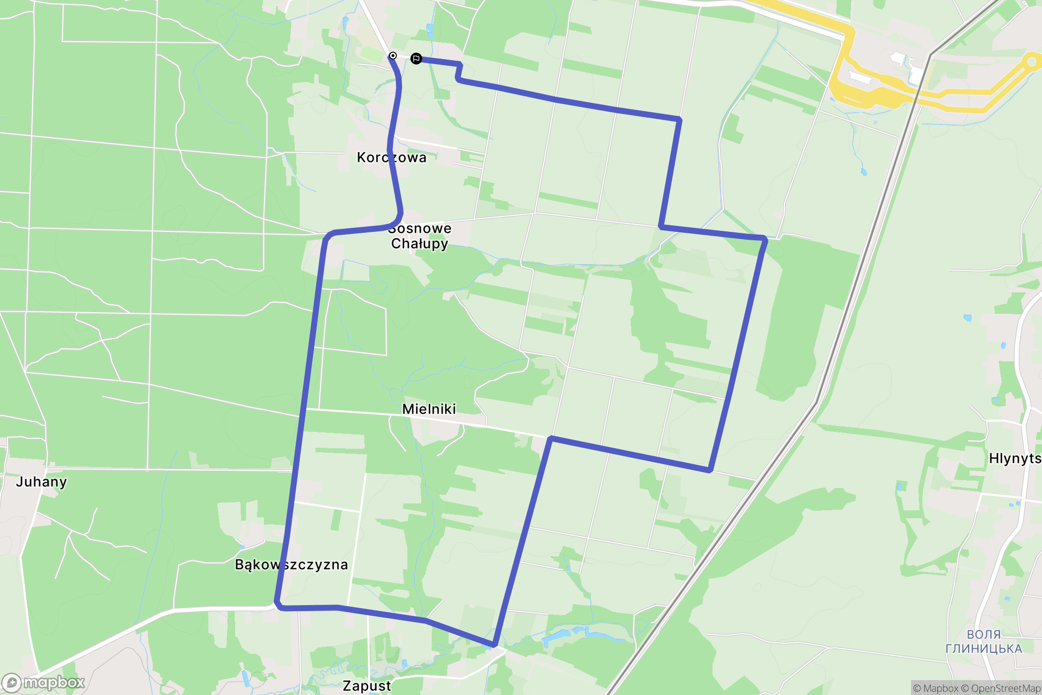 Korczowa: mapa trasy - Poland