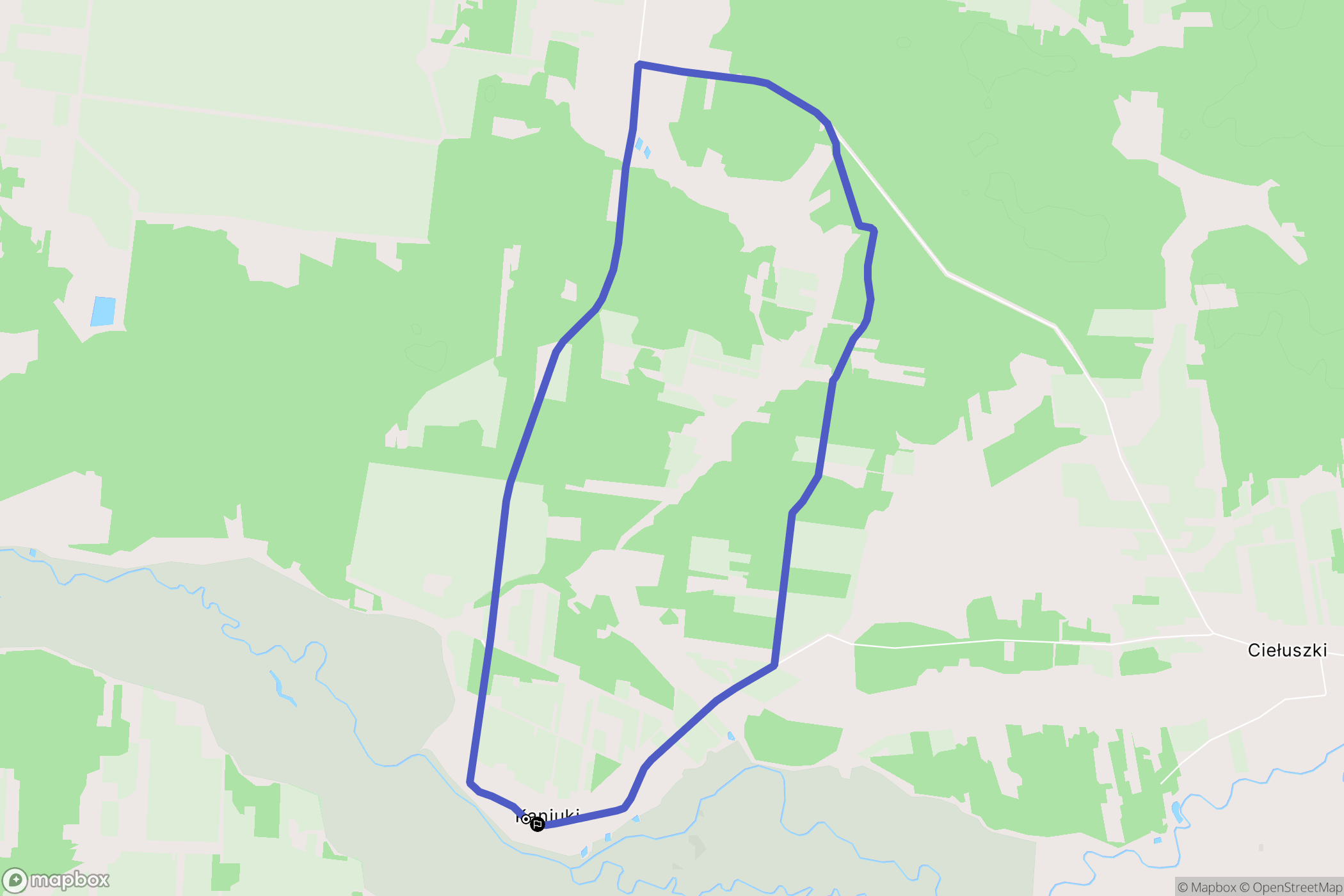 Kaniuki: mapa trasy - Poland
