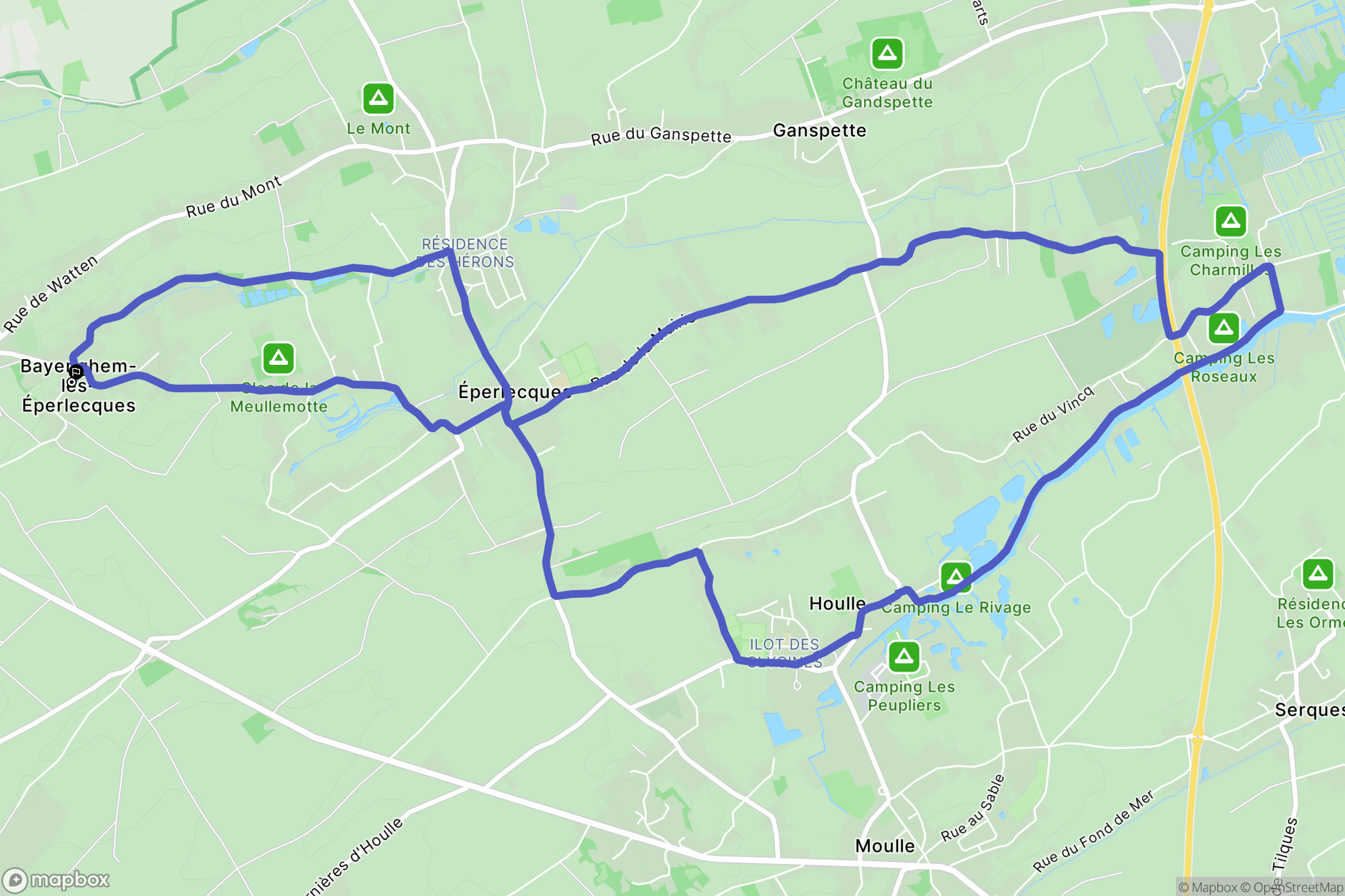Bayenghem-lès-Éperlecques : carte du parcours de randonnée - France