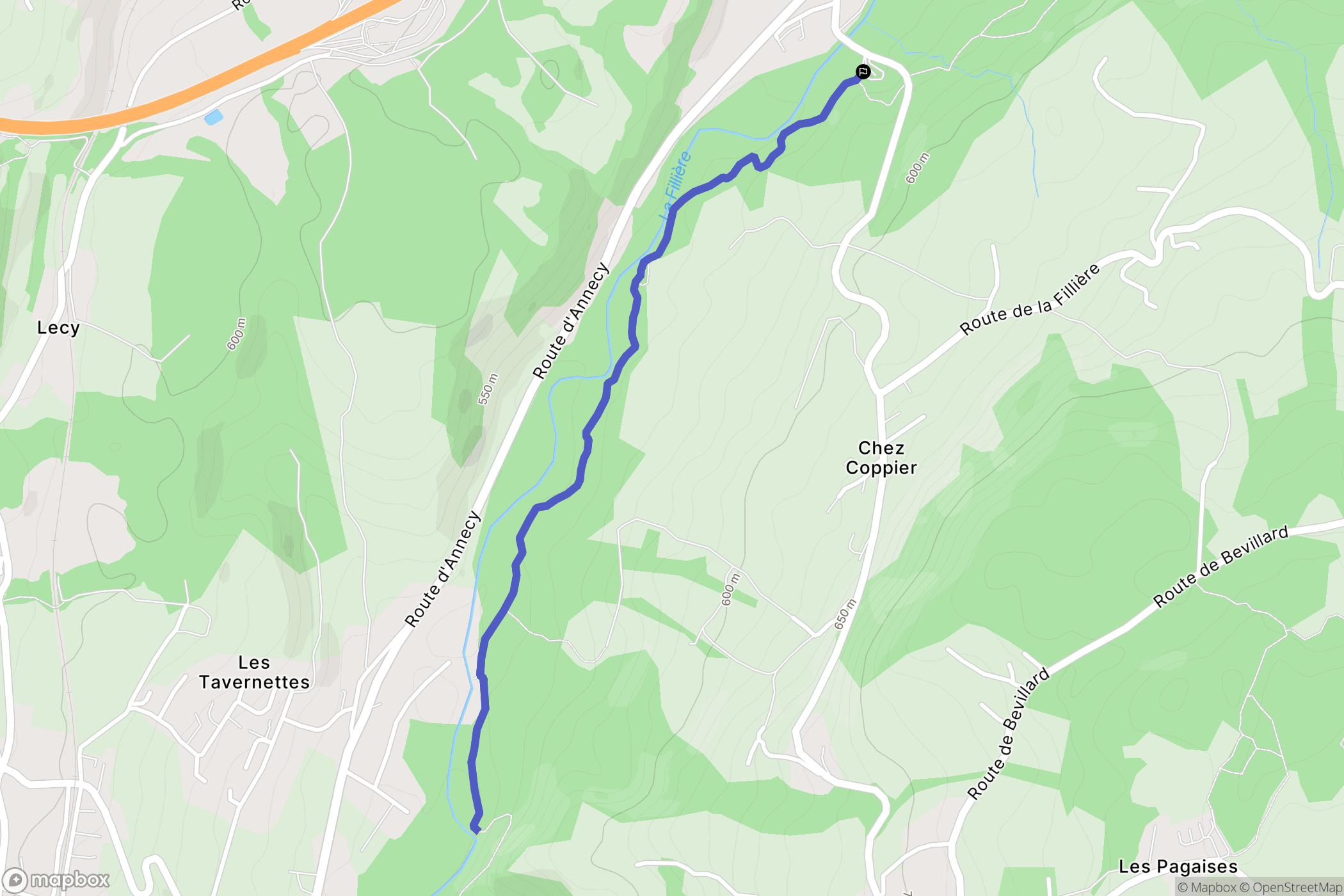 Fillière : carte du parcours de randonnée - France