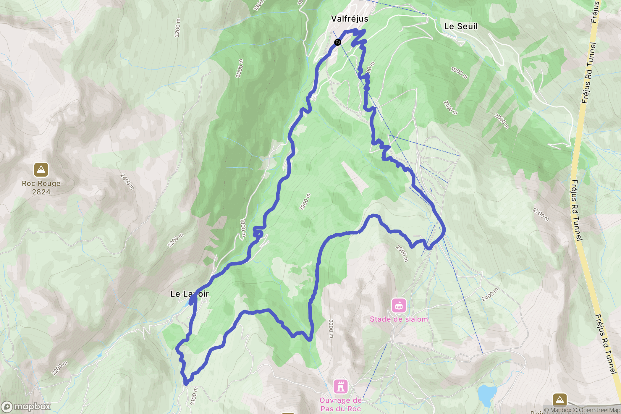 Modane : carte du parcours de randonnée - France
