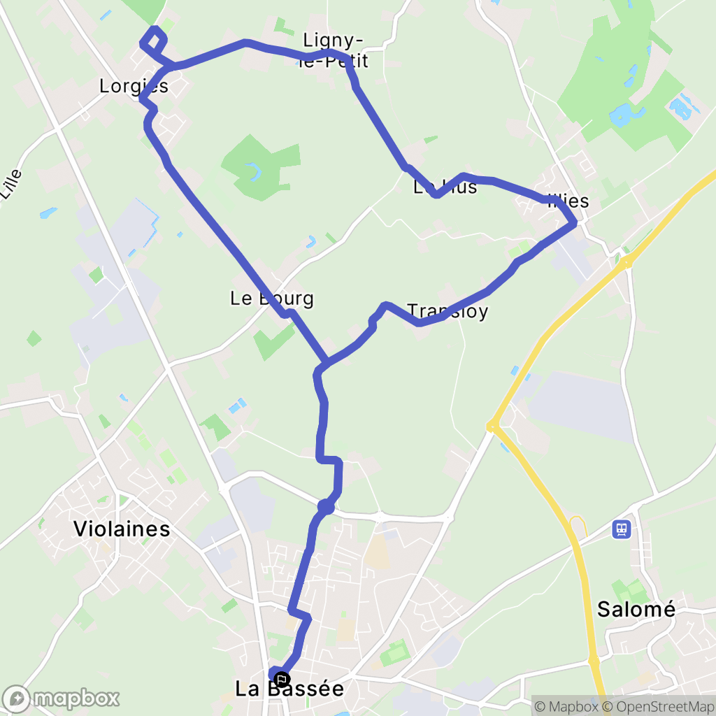 La Bassée : carte du parcours de randonnée - France