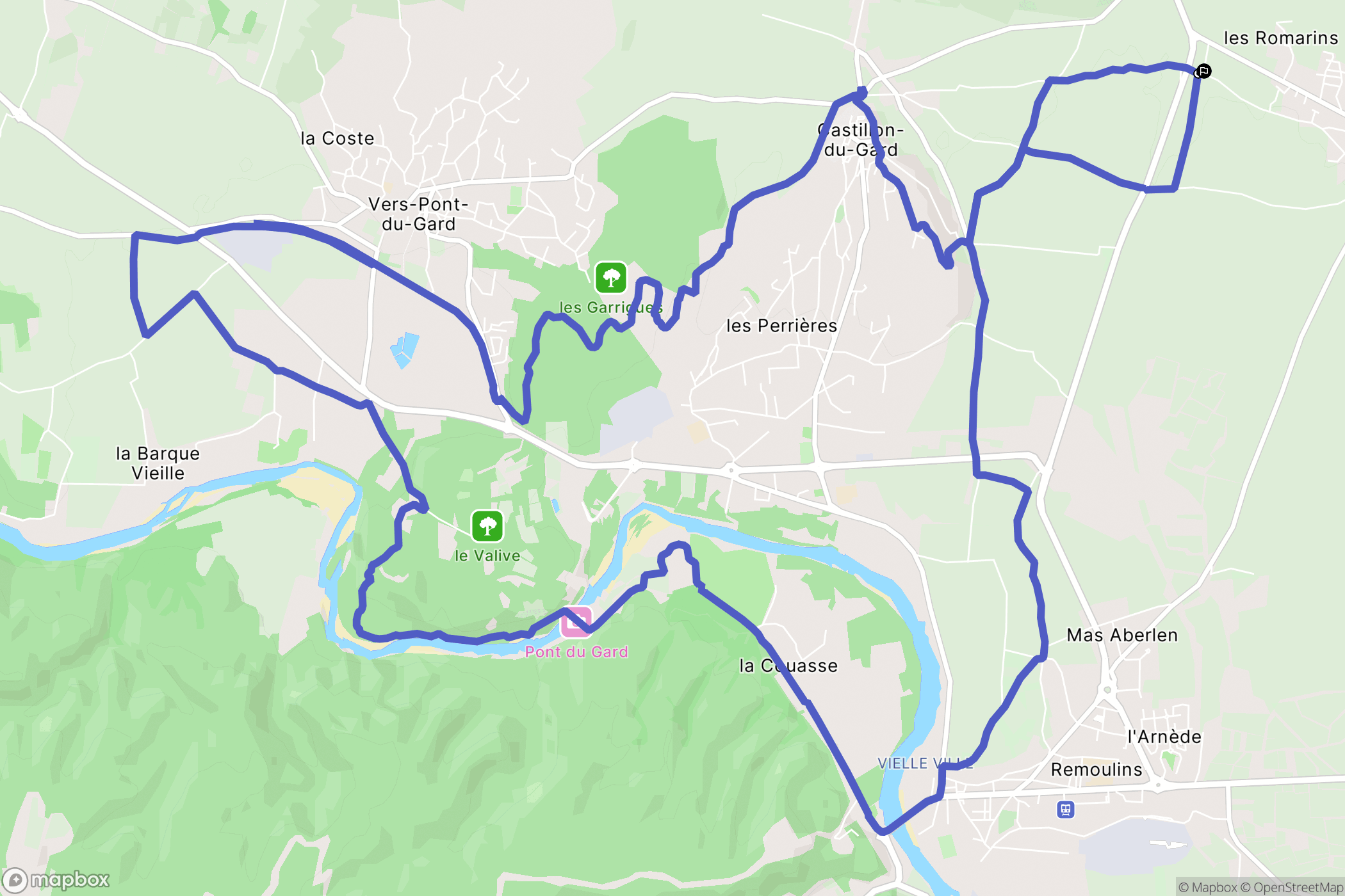 Castillon-du-Gard : carte du parcours de randonnée - France