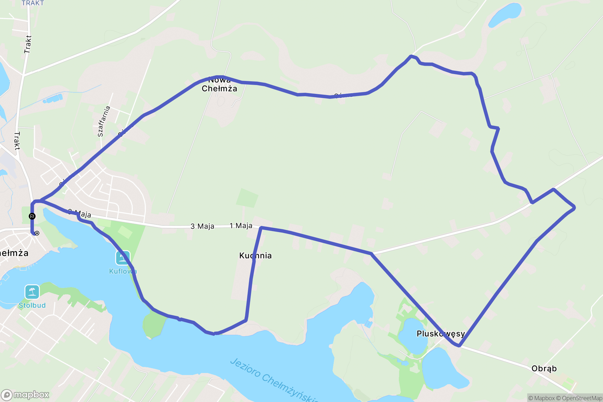 Chełmża: mapa trasy - Poland