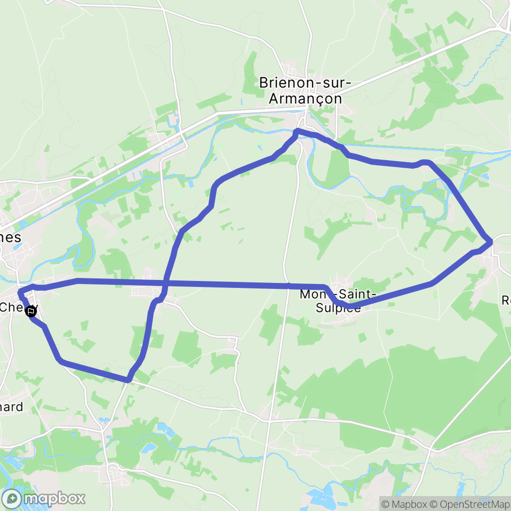 Cheny : carte du parcours de randonnée - France