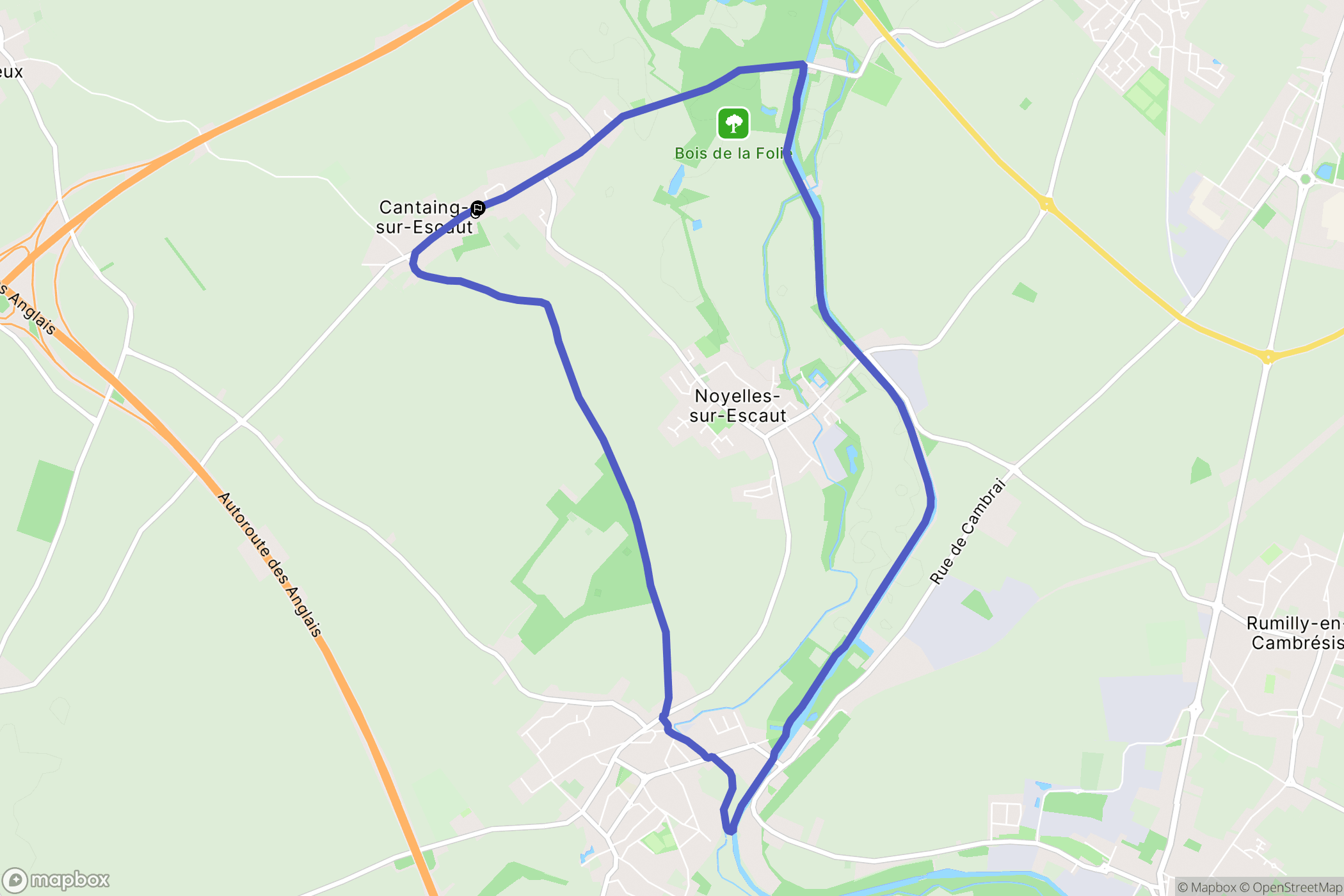 Cantaing-sur-Escaut : carte du parcours de randonnée - France