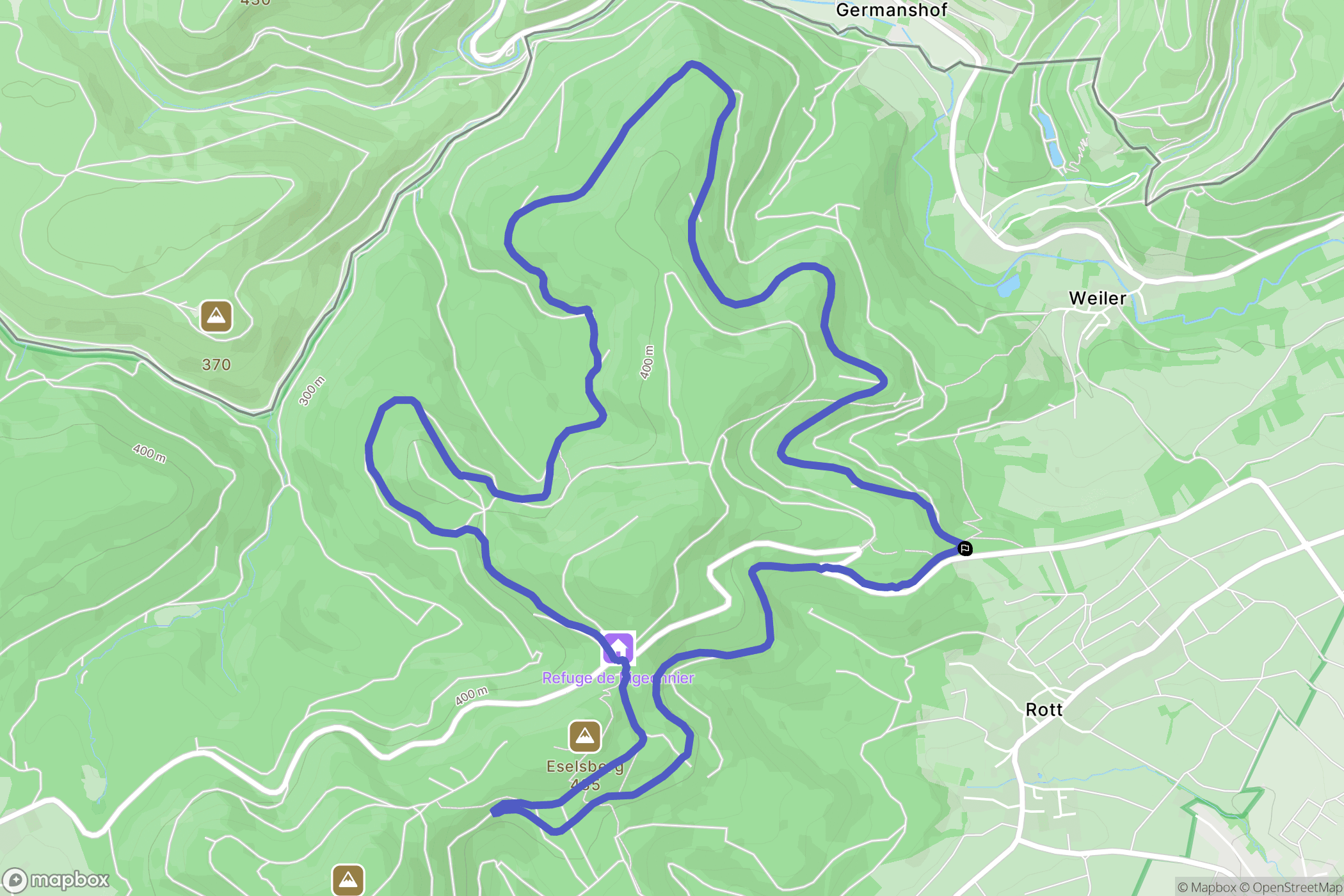 Rott : carte du parcours de randonnée - France