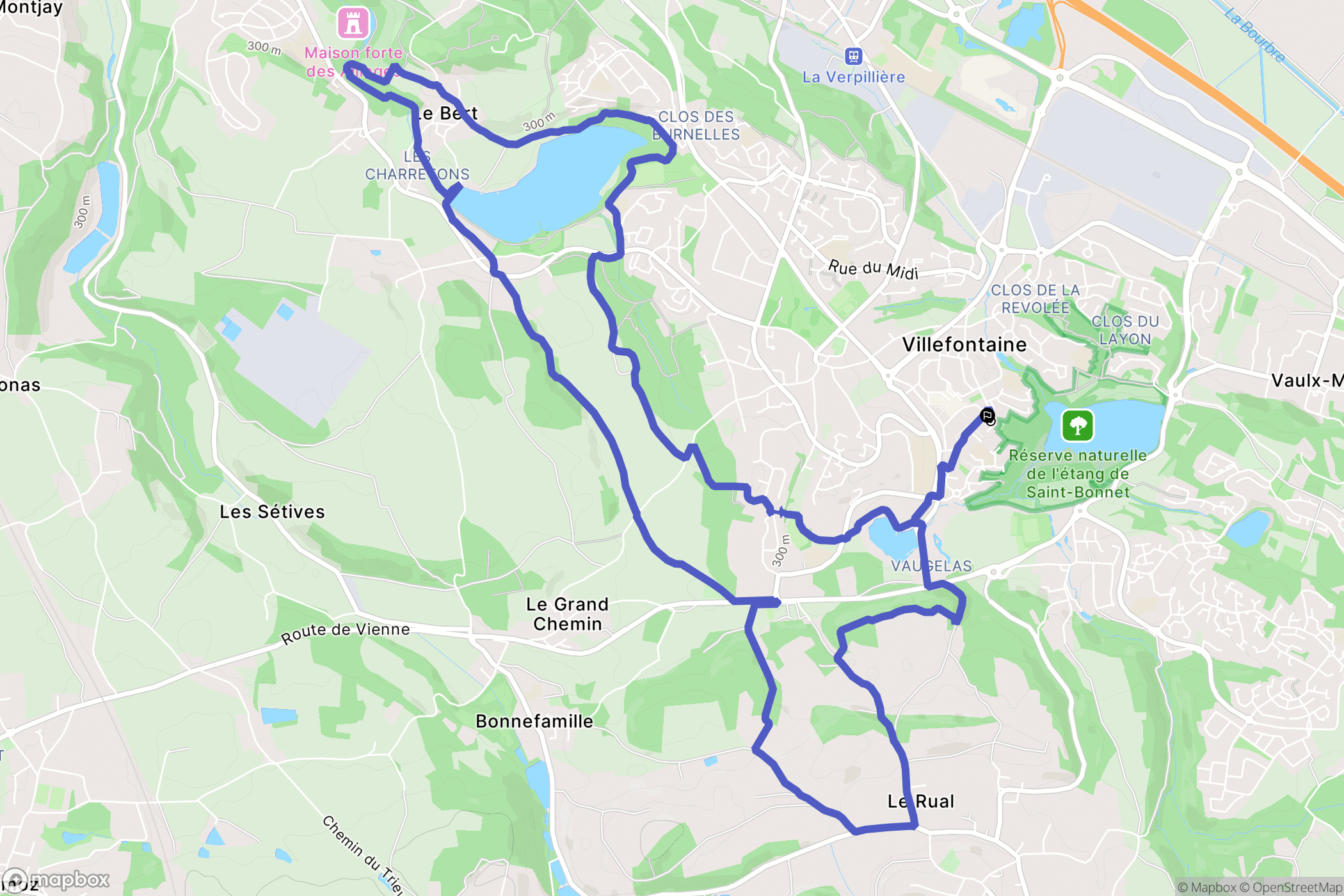 Villefontaine : carte du parcours de randonnée - France