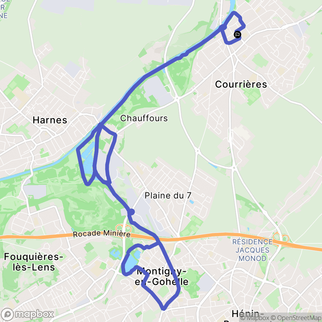 Courrières : carte du parcours de randonnée - France