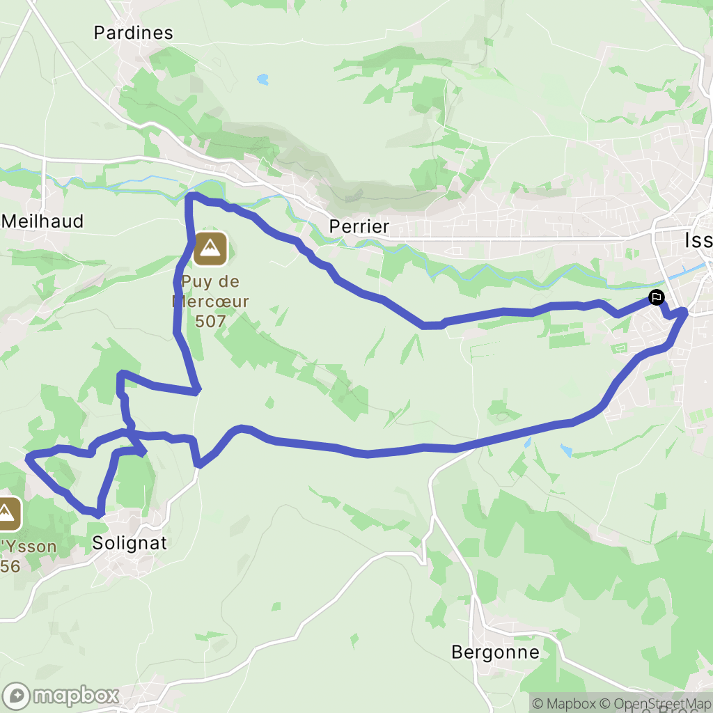 Issoire : carte du parcours de randonnée - France