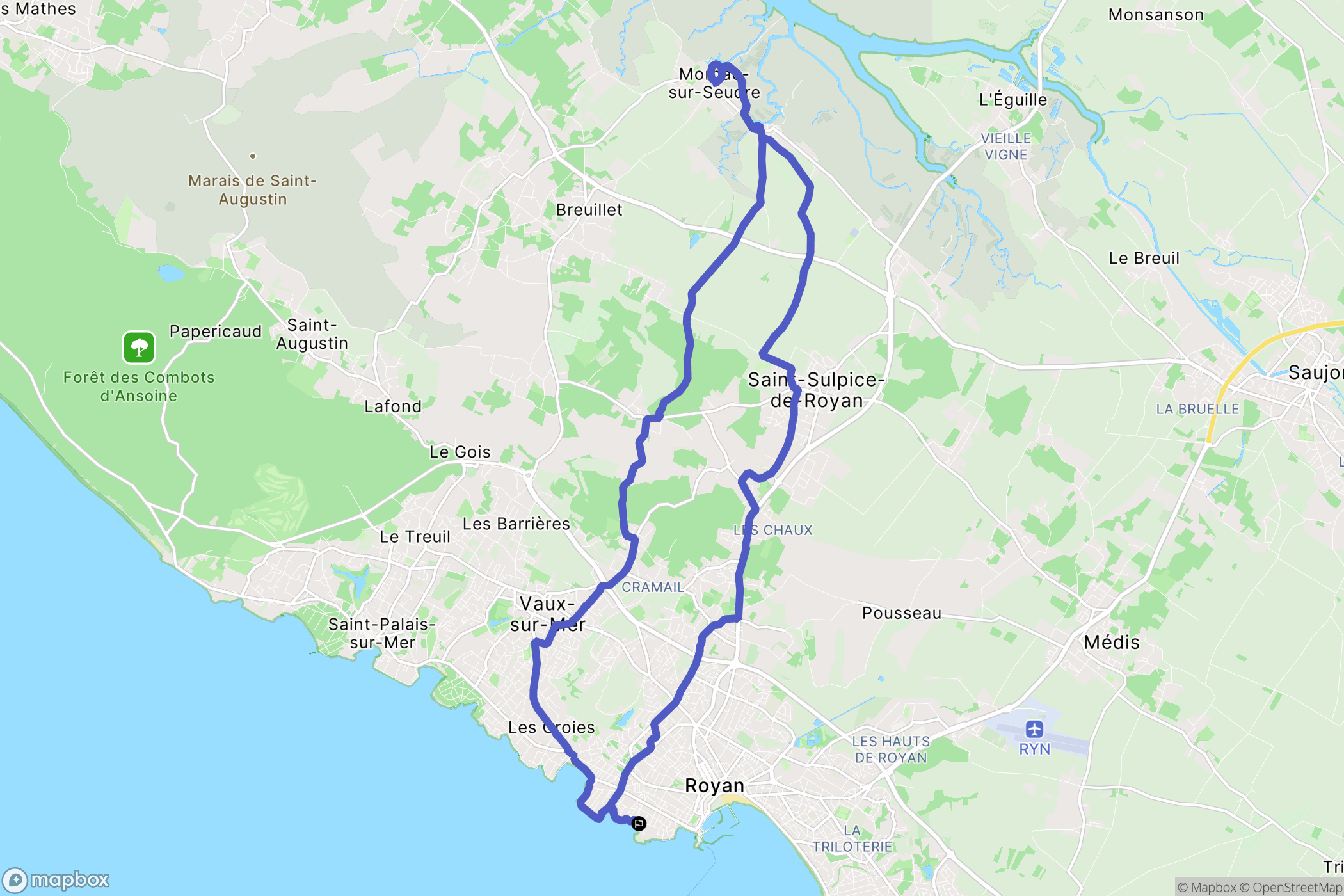 Royan : carte du parcours de randonnée - France